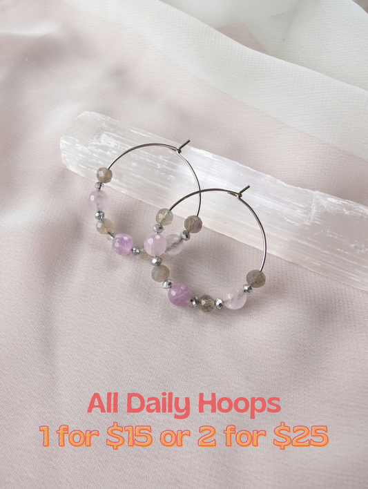 Daily Hoops - Faceted Amethyst & Labradorite