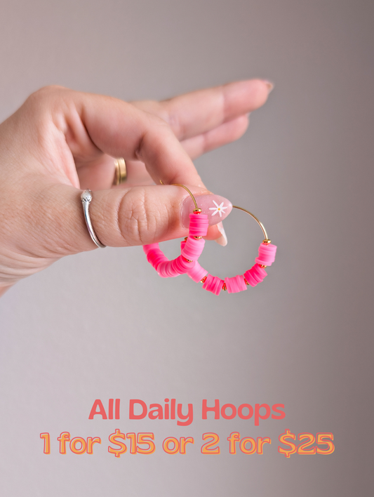 Daily Hoops - Heishi - Hot Pink Colorblock