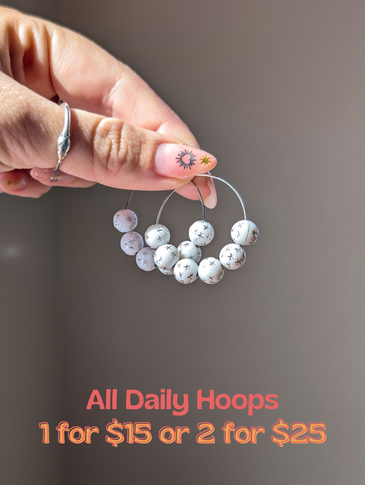 Daily Hoops - Starfall Sparkles - White & Silver