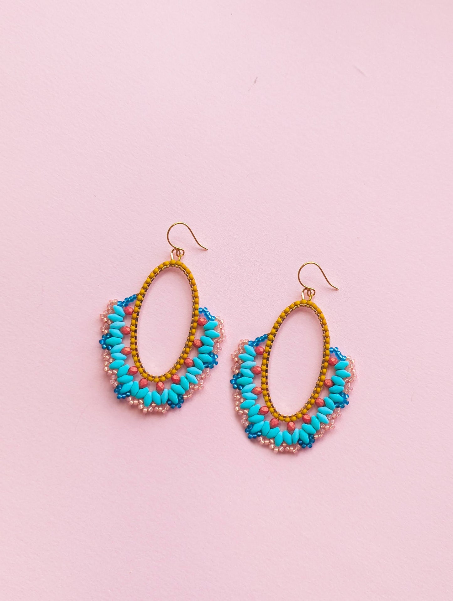 Sunburst Oval Drop - Marigold, Mint & Peach