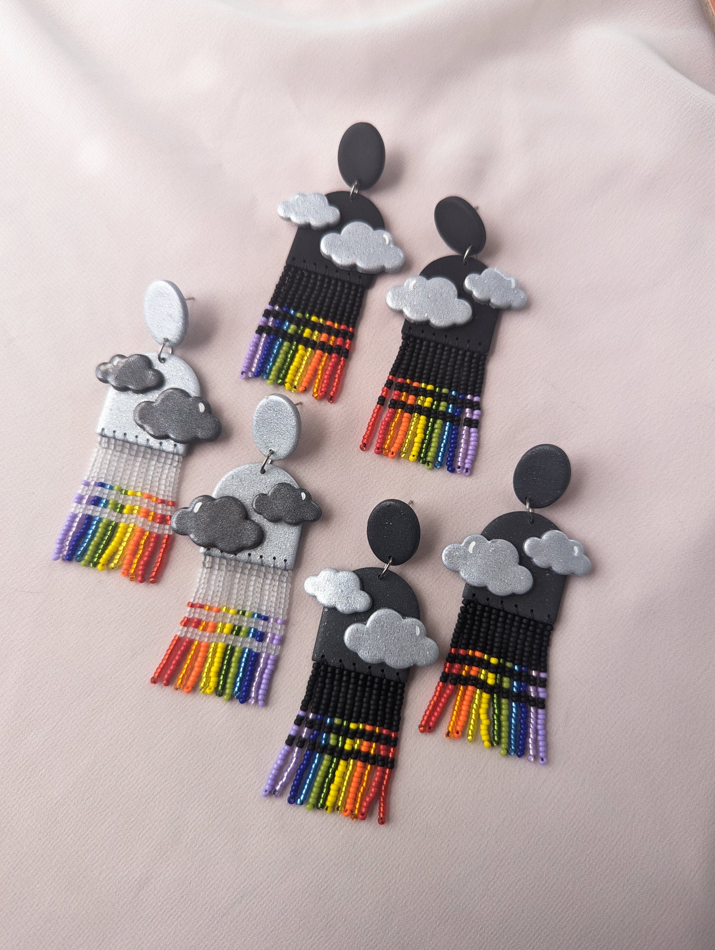 Puffy Clouds - Night Sky - Classic - Short Rainbow Fringe - Choose Your Color