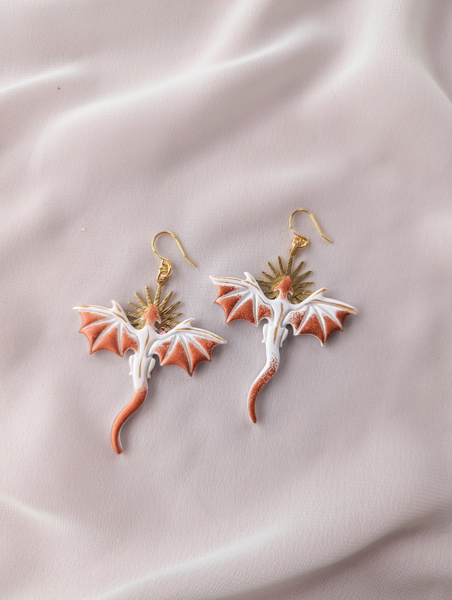 Dragon - Brass Sunburst - White & Copper - Hand Painted