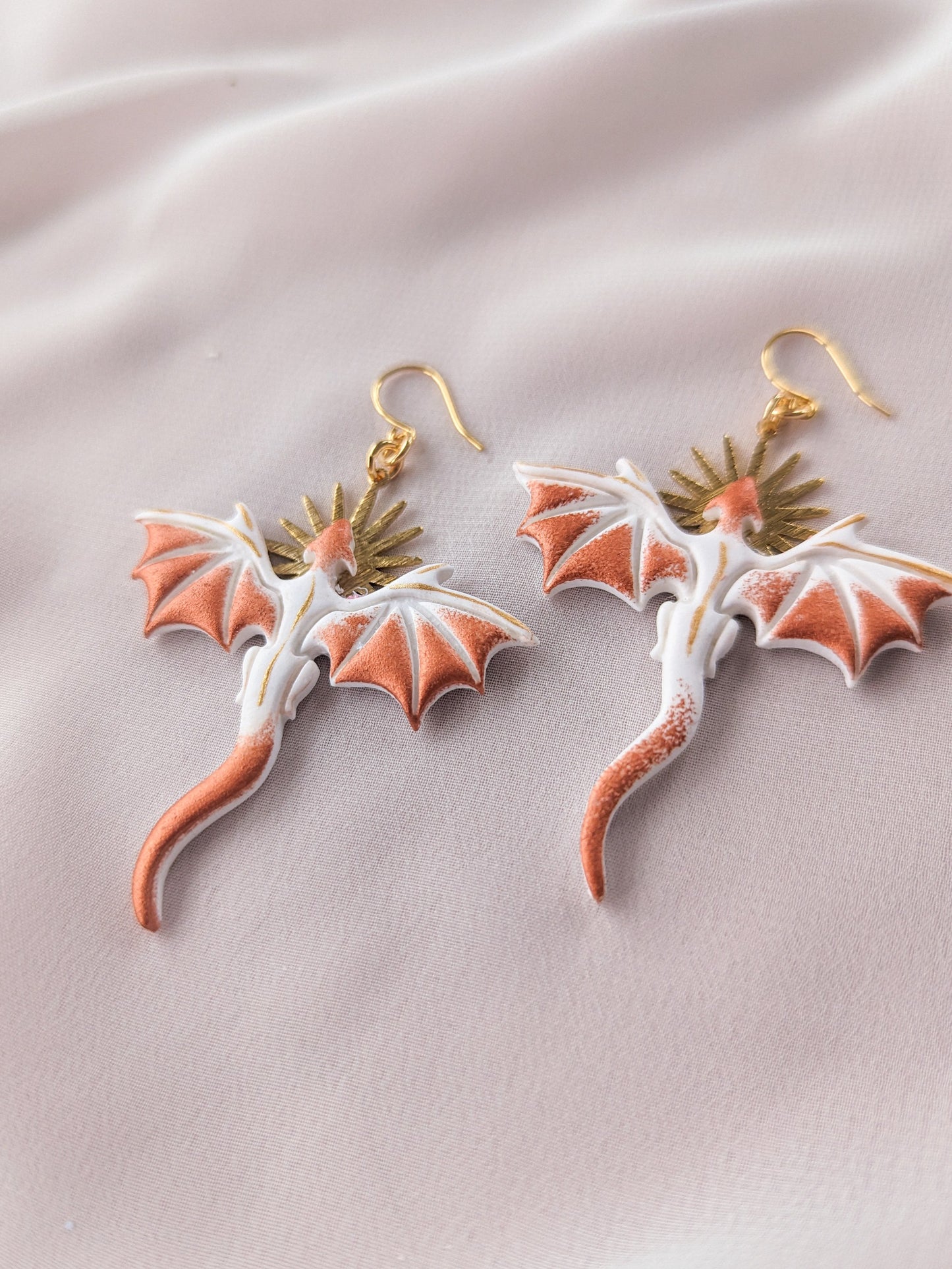 Dragon - Brass Sunburst - White & Copper - Hand Painted