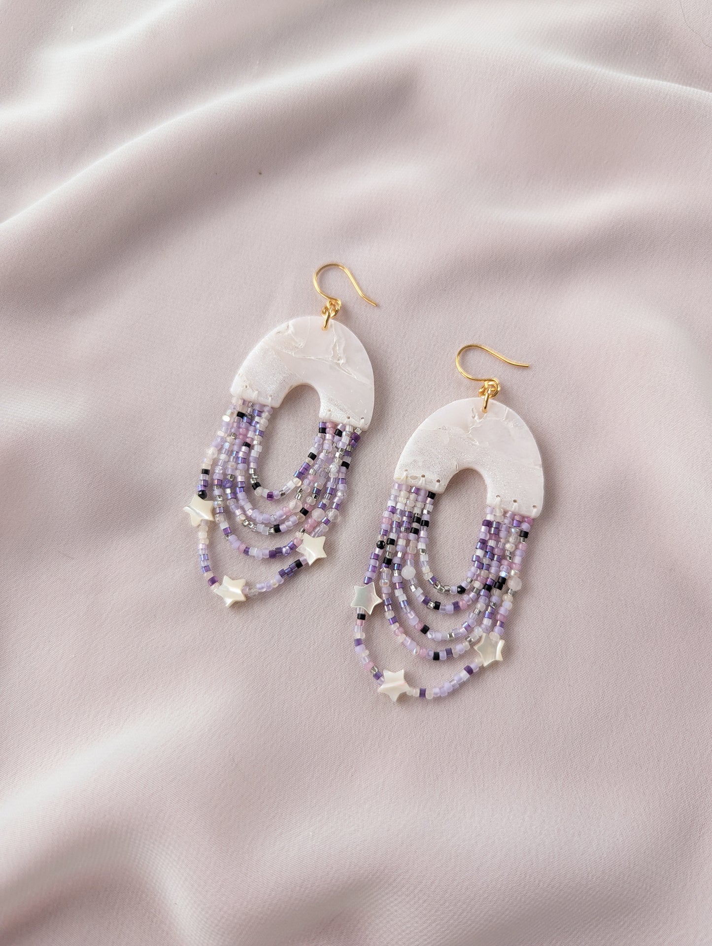 U Arch Loop - Amethyst Sky - Buffed - Shimmer - Mother of Pearl, Amethyst, Labradorite, Rose Quartz