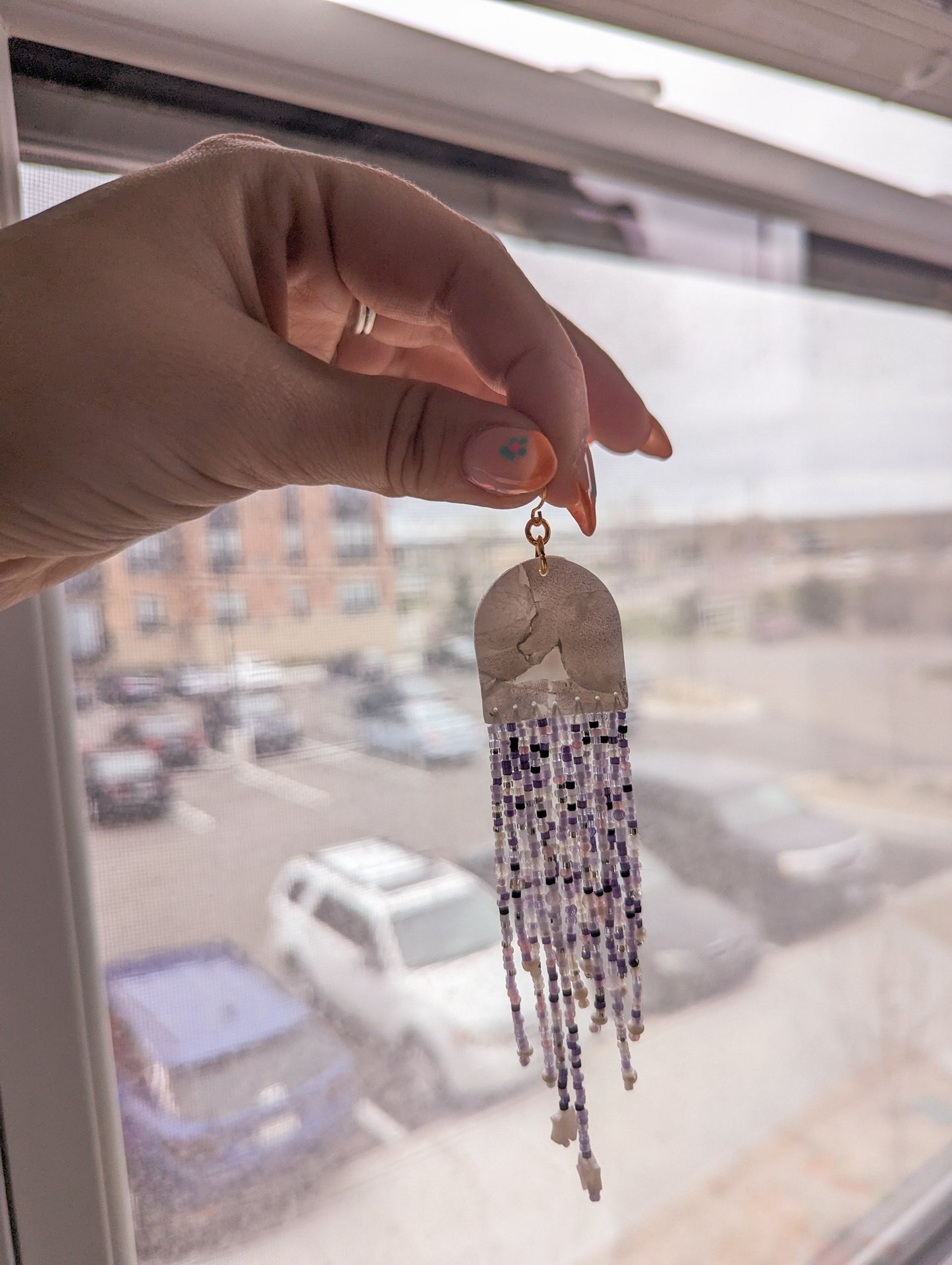Portal Fringe - Amethyst Sky - Buffed - Shimmer - Mother of Pearl, Amethyst, Labradorite, Rose Quartz