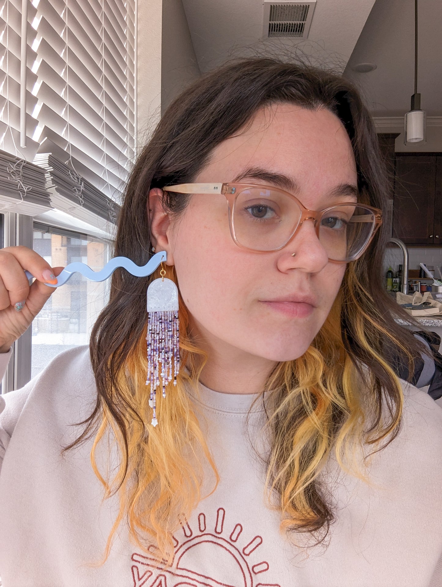 Portal Fringe - Amethyst Sky - Buffed - Shimmer - Mother of Pearl, Amethyst, Labradorite, Rose Quartz