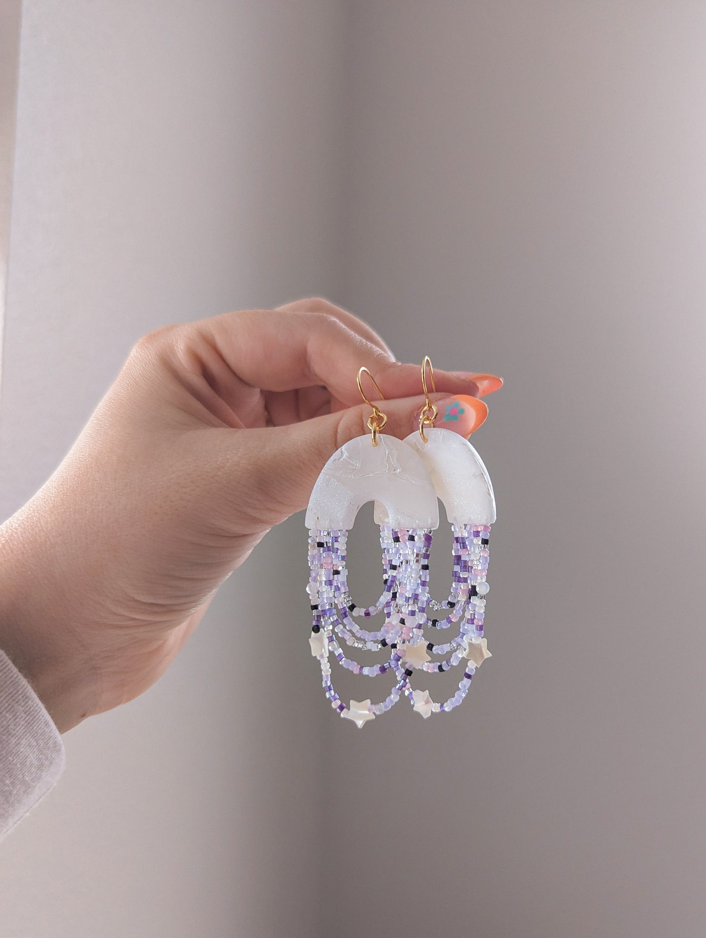 U Arch Loop - Amethyst Sky - Buffed - Shimmer - Mother of Pearl, Amethyst, Labradorite, Rose Quartz