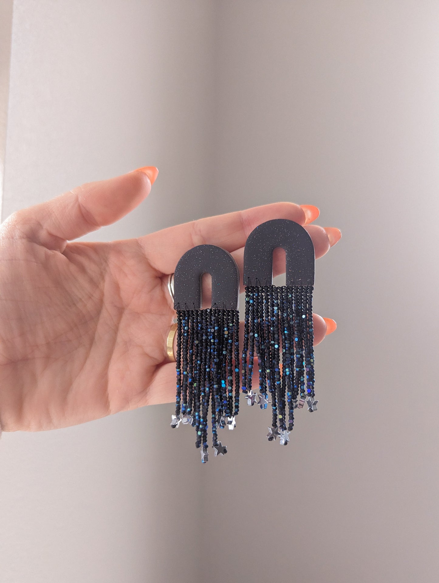 Arch Fringe - Night Sky - Hematite Stars - Glimmer