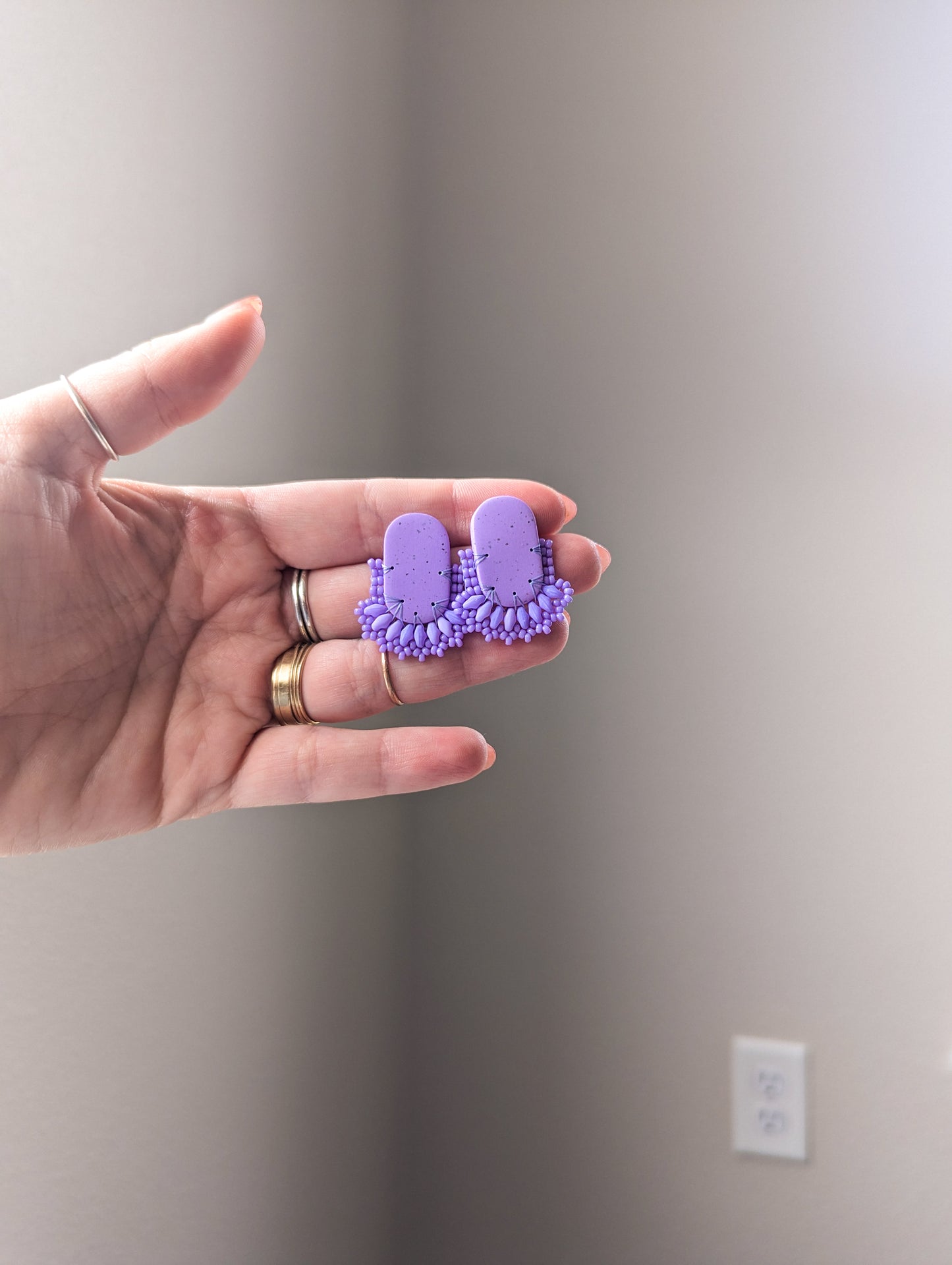 Oval Stud - Pretty Patties - Speckled Grape