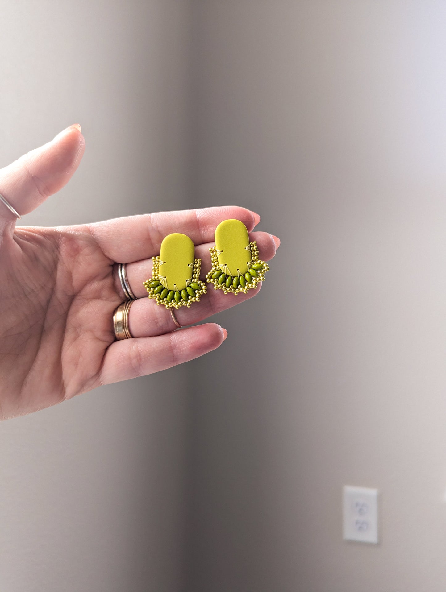 Oval Stud - Pretty Patties - Lime - Made to Order
