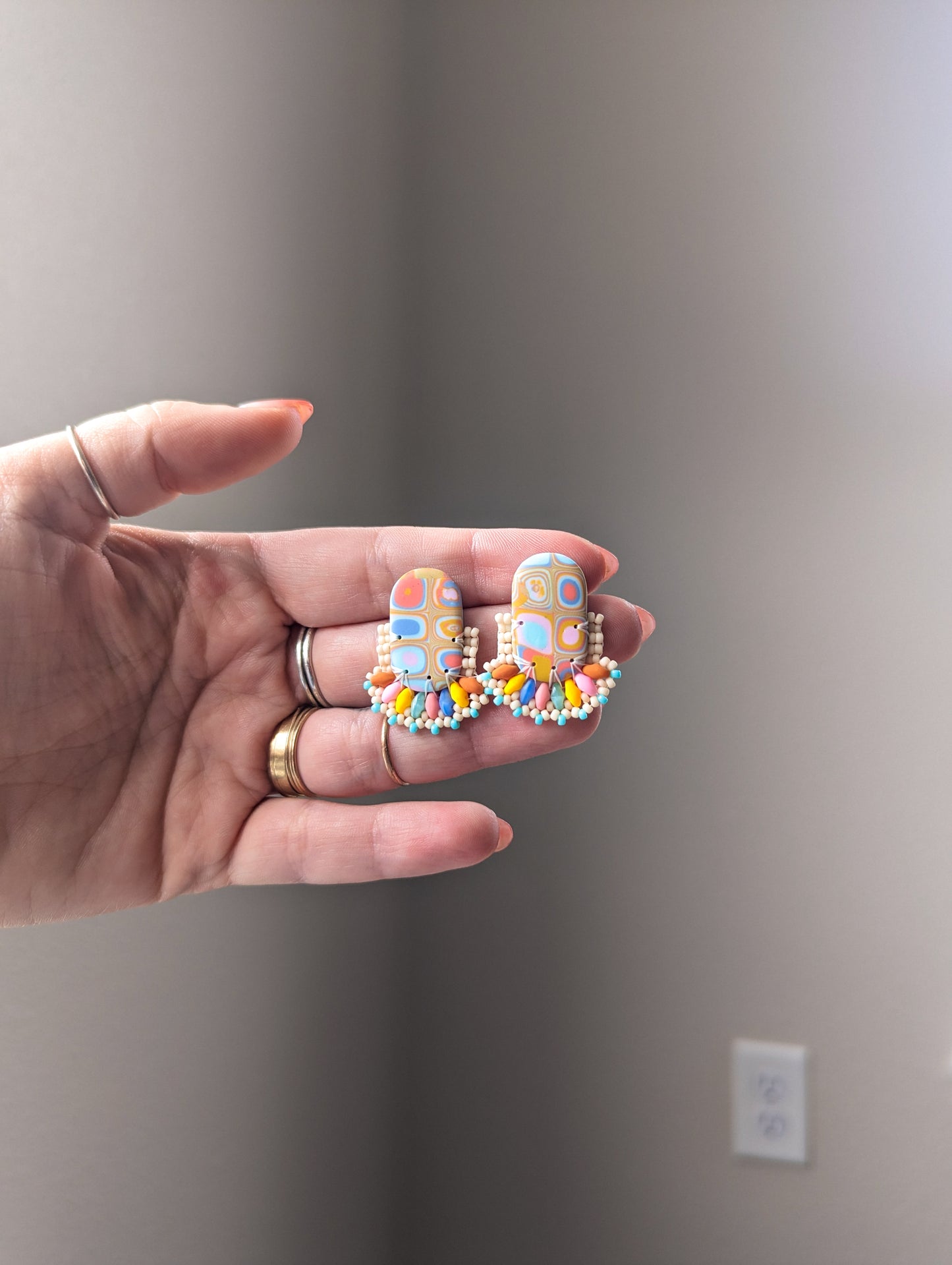 Oval Stud - Sunset Kaleidoscope - One Available