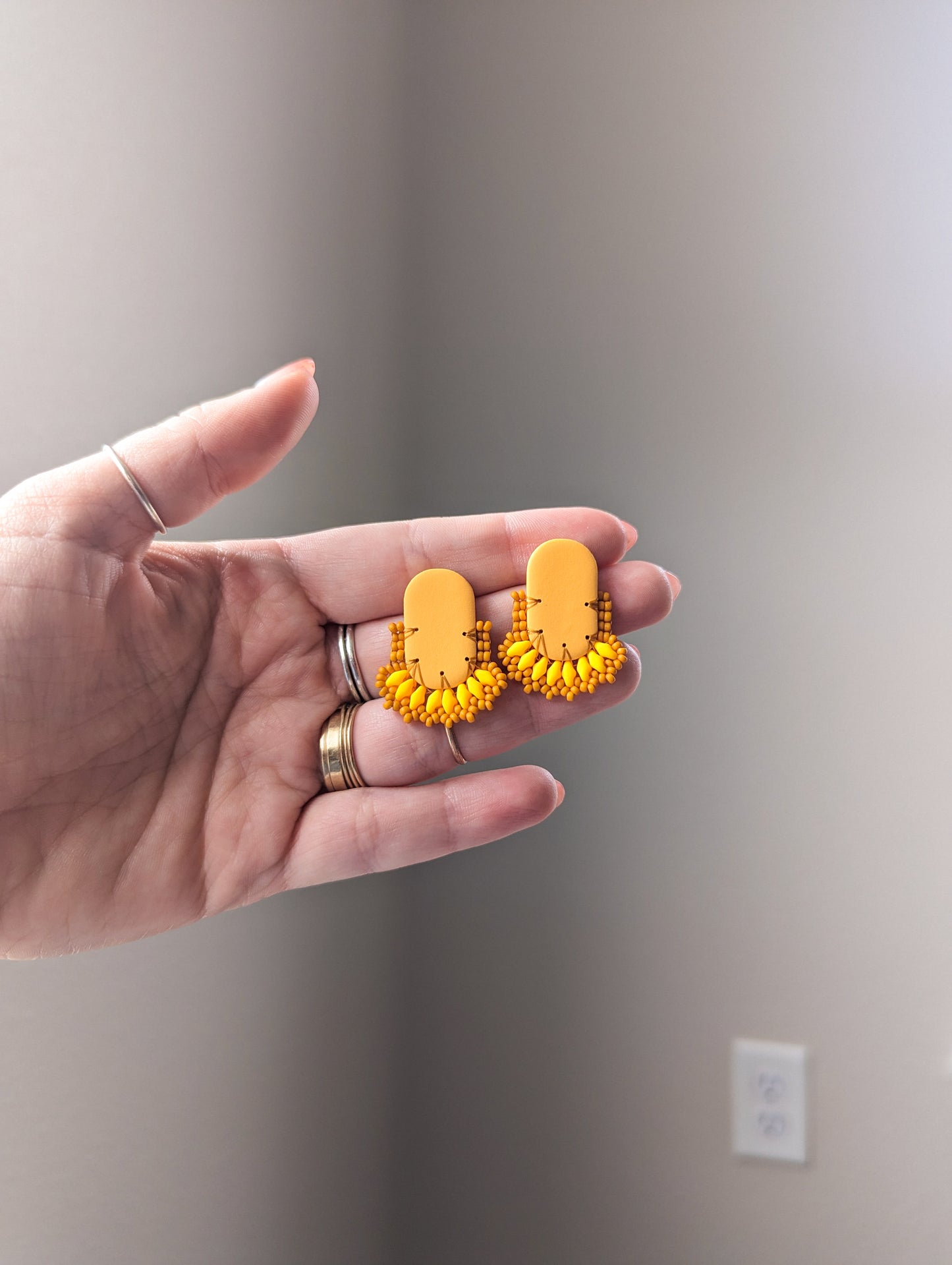 Oval Stud - Pretty Patties - Mango - Made to Order