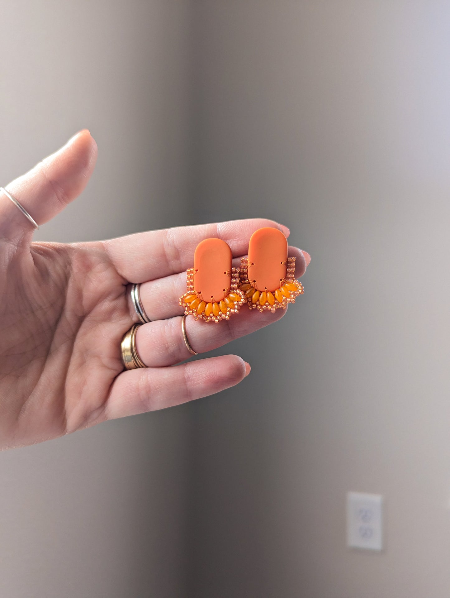 Oval Stud - Juicy Orange & Peach - Made To Order