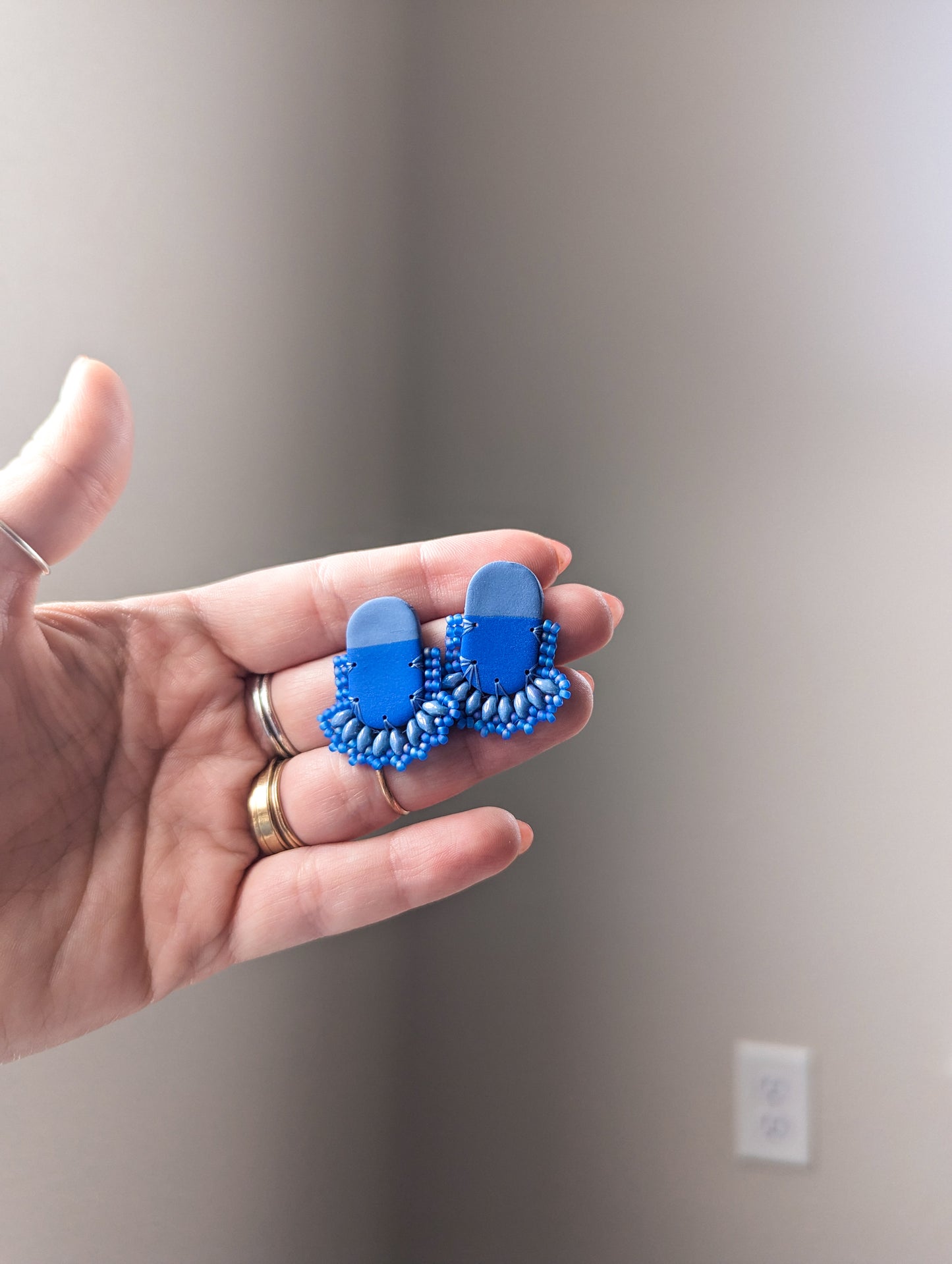 Oval Stud - Blue Jay - Two Available