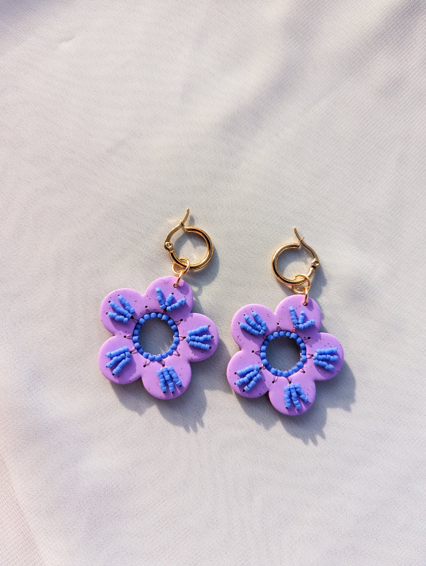 Doublesided Flowers - Speckled Grape - Beaded Stripes