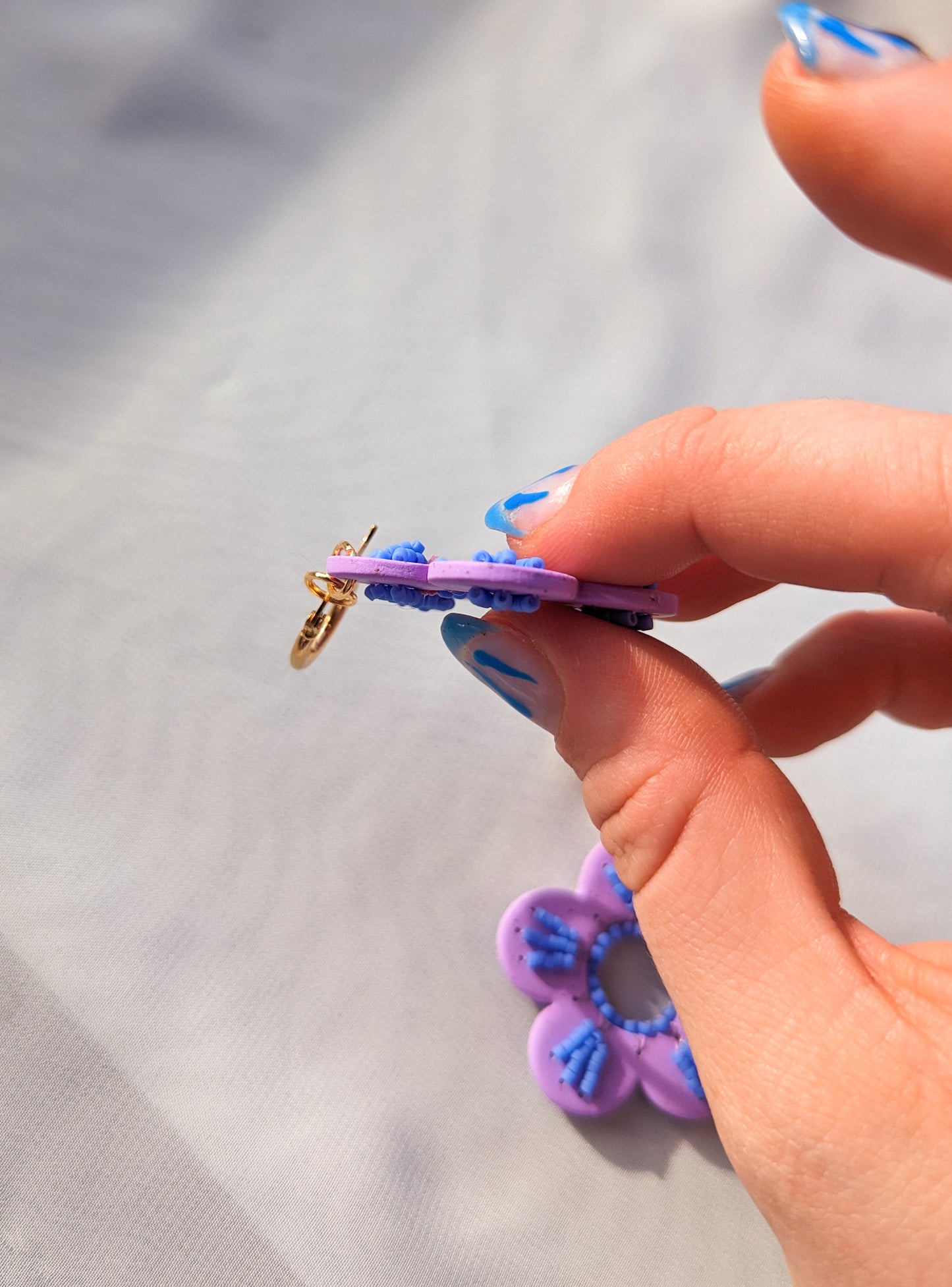 Doublesided Flowers - Speckled Grape - Beaded Stripes