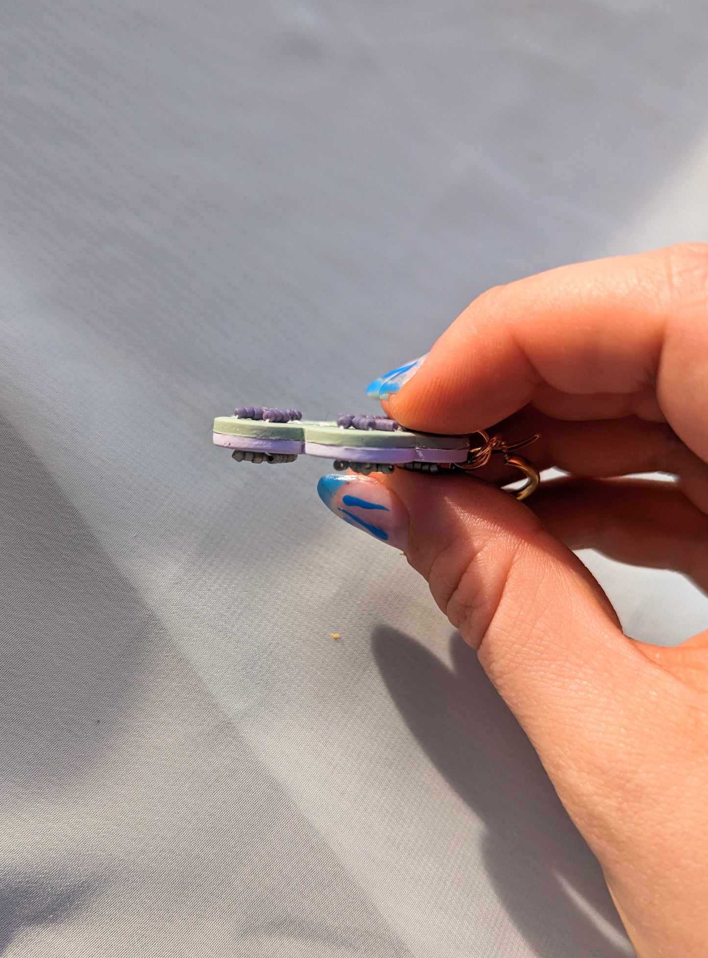 Reversible Flowers - Lilac & Sage - Beaded Stripes
