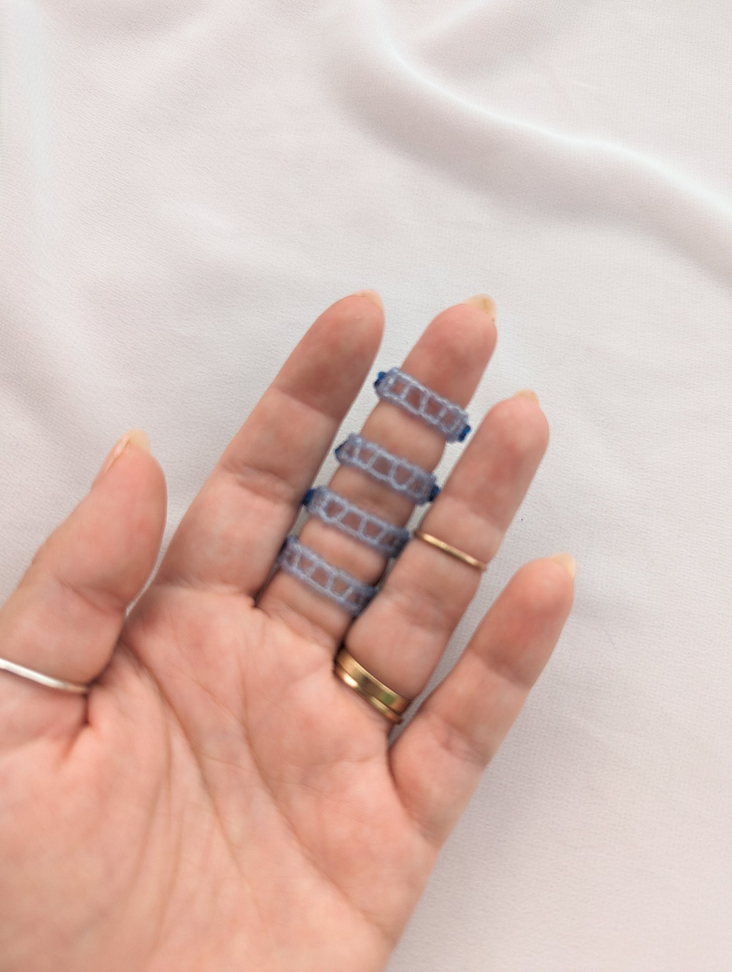 Chunky Ring - 4 Petal Flower - Monochromatic Blue - Choose Your Size