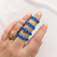 Chunky Ring - 4 Petal Flower - Monochromatic Blue - Choose Your Size