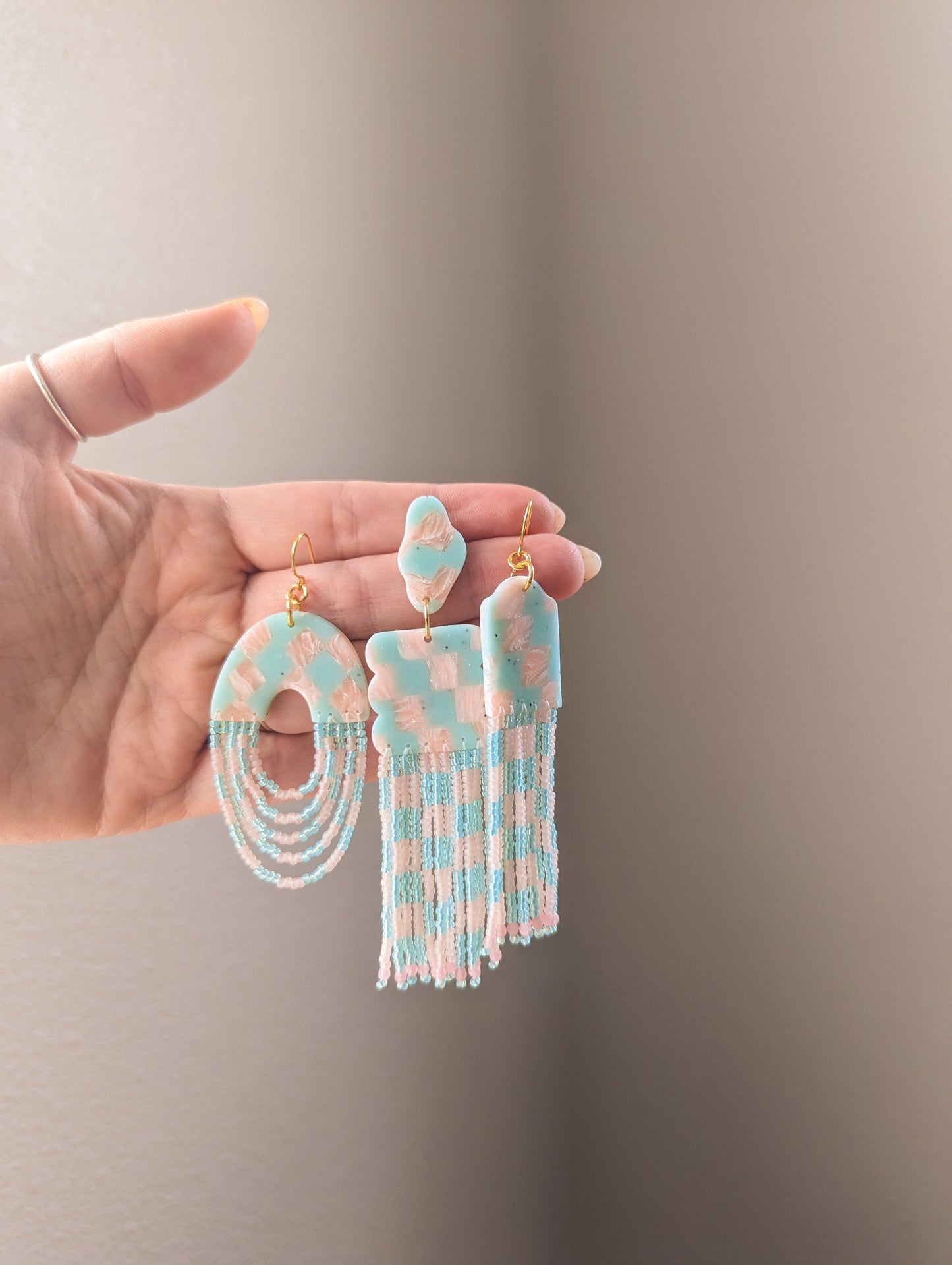 Mint & Salmon Checkerboard - Buffed - Choose your Style