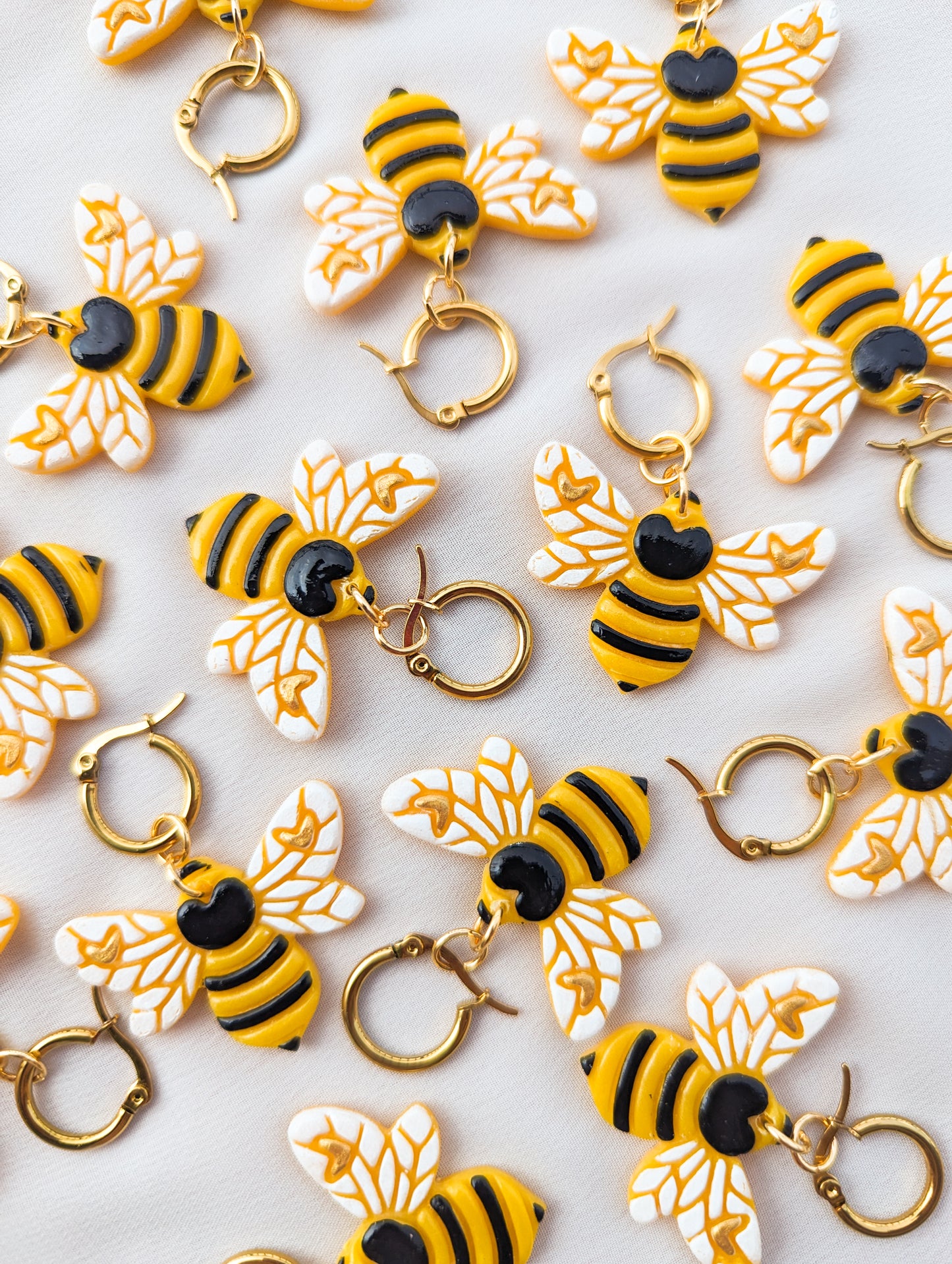 Bee - Huggie - Lemon Metallic - Hand Painted
