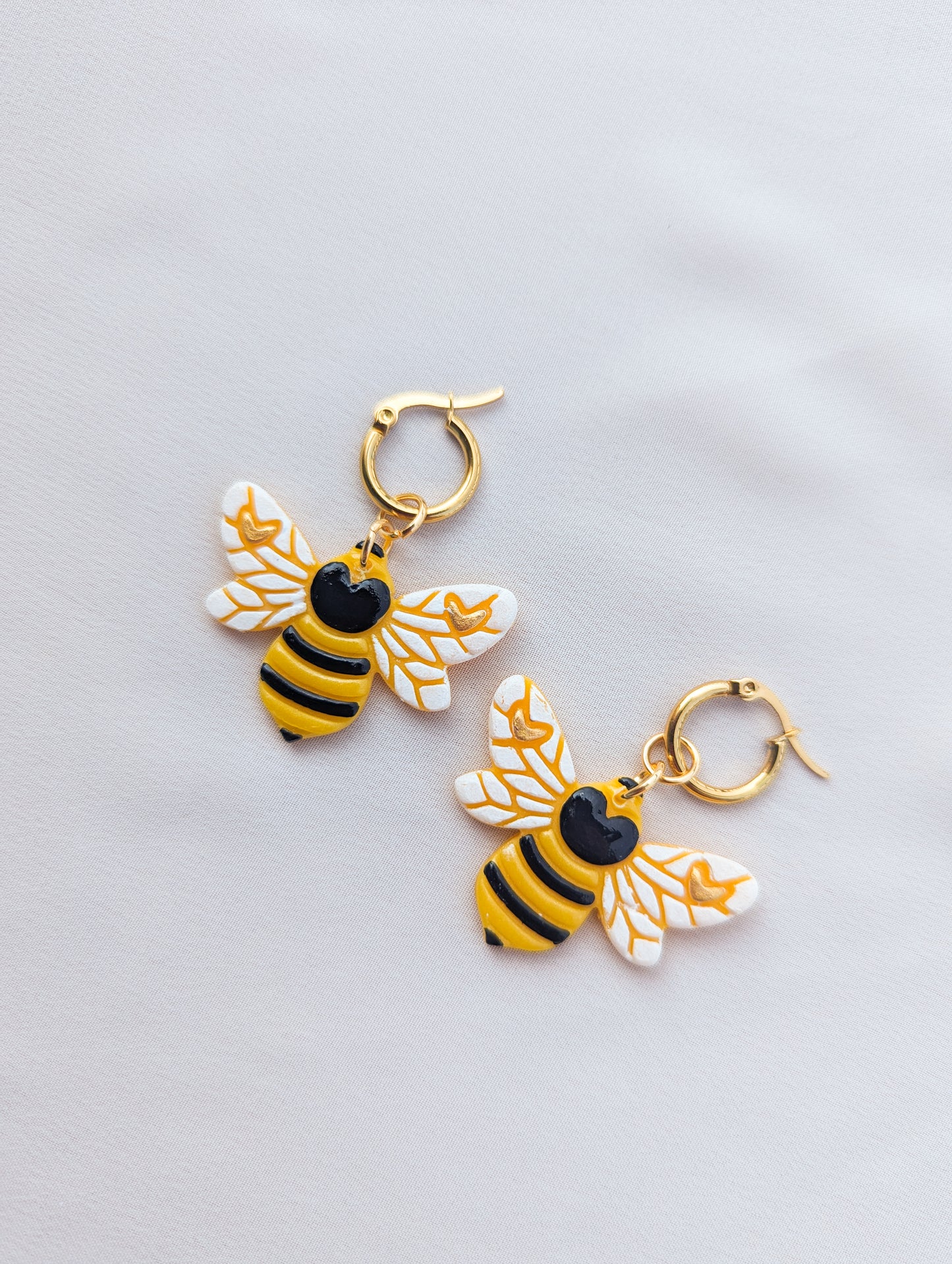 Bee - Huggie - Lemon Metallic - Hand Painted