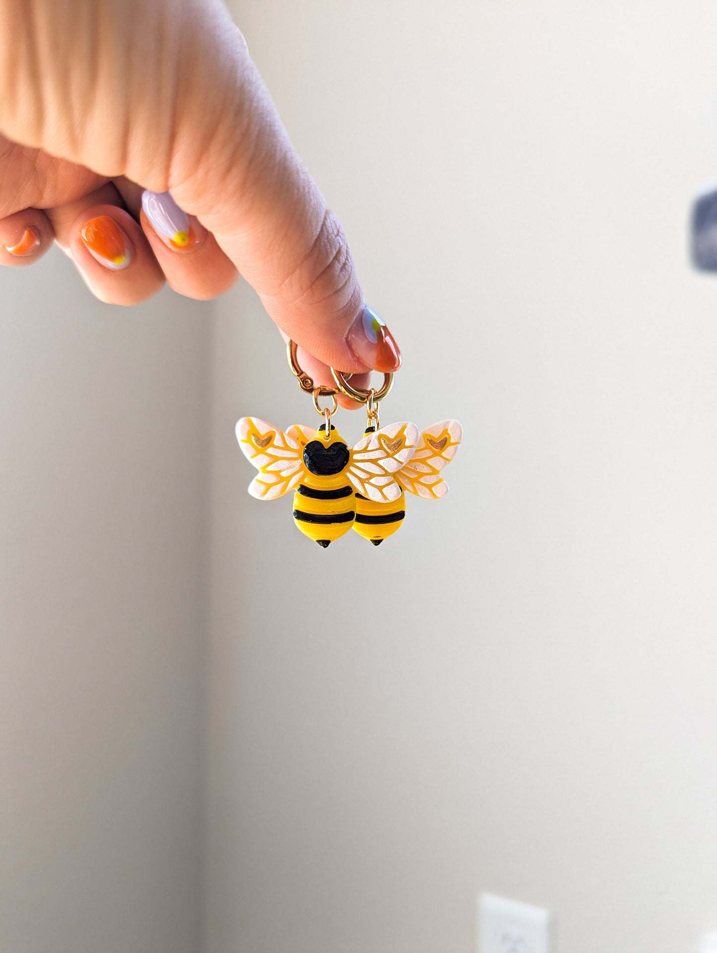 Bee - Huggie - Lemon Metallic - Hand Painted