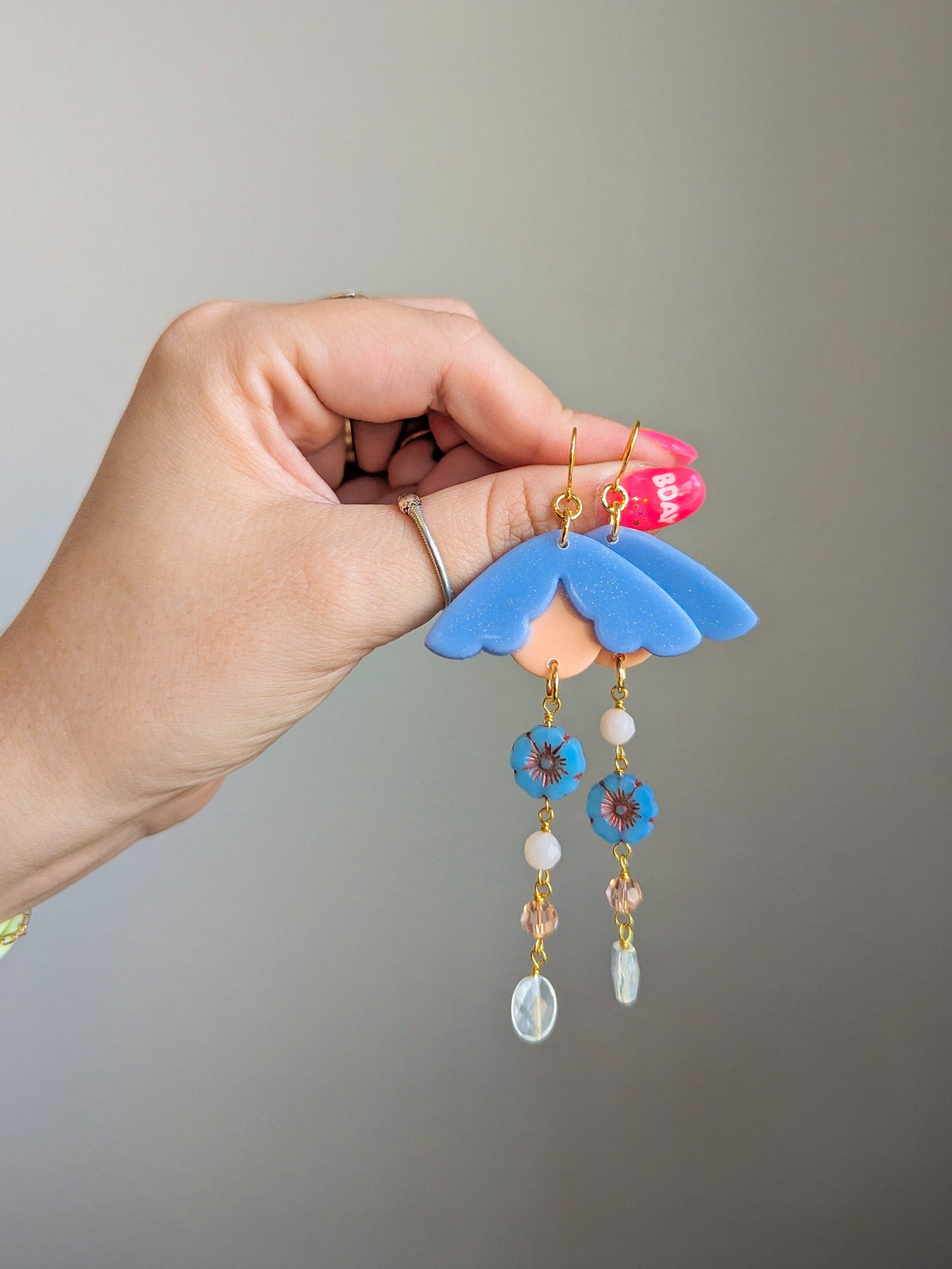 Moff - Blue Opal Hibiscus, Bamboo Coral, Crystal, Yellow Quartz - Buffed