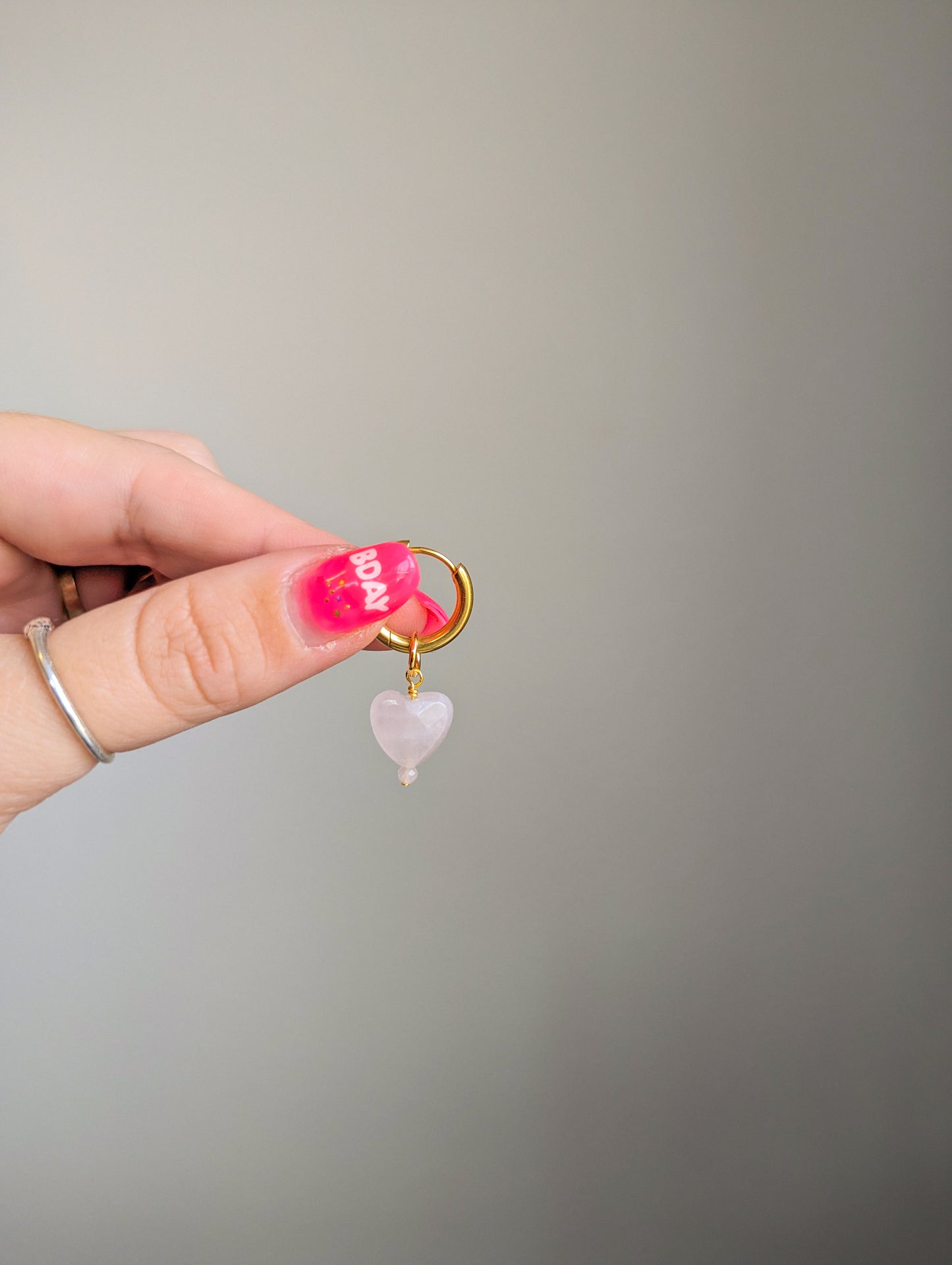 Charm - Faceted Rose Quartz Heart