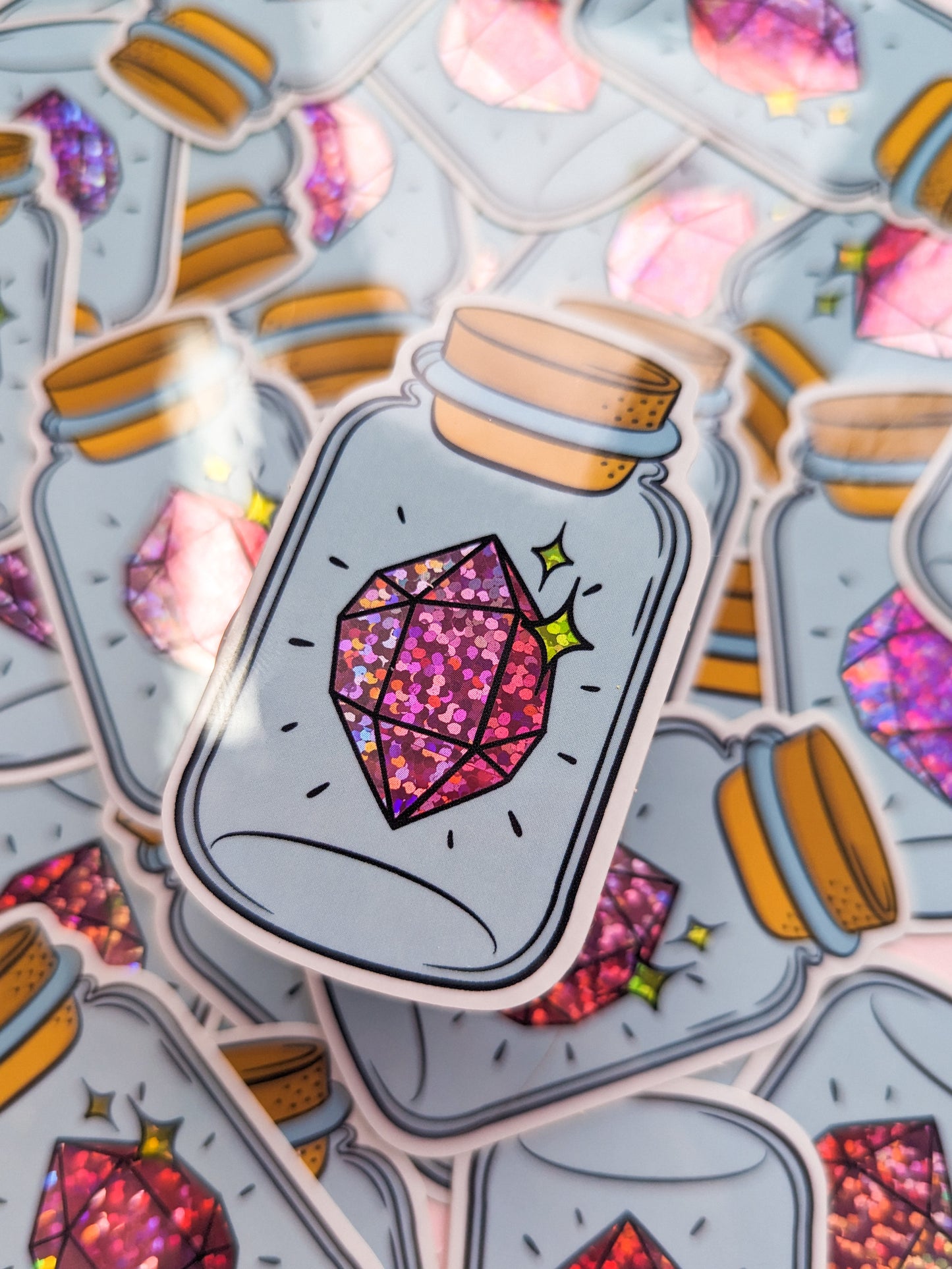 Gem Jar - Holographic Glitter - Glossy - White Border