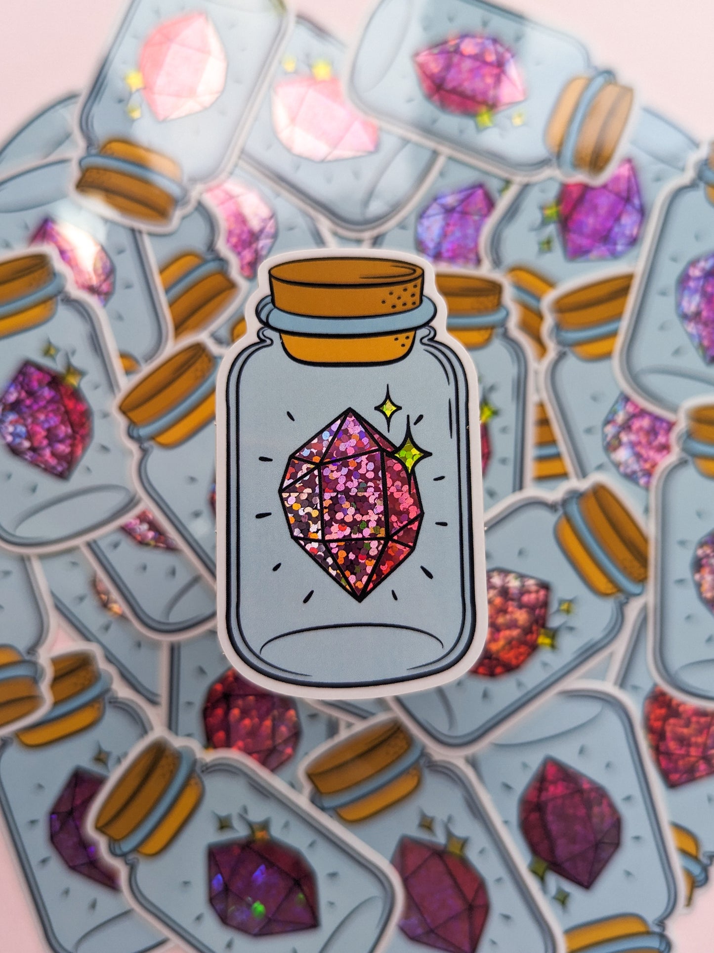 Gem Jar - Holographic Glitter - Glossy - White Border