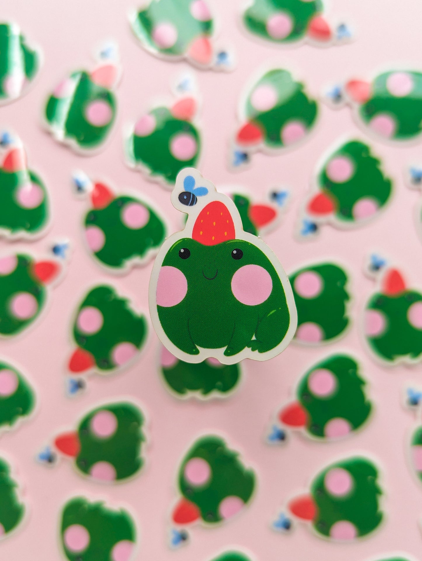 Strawb Frog & Friend - Transparent Glossy