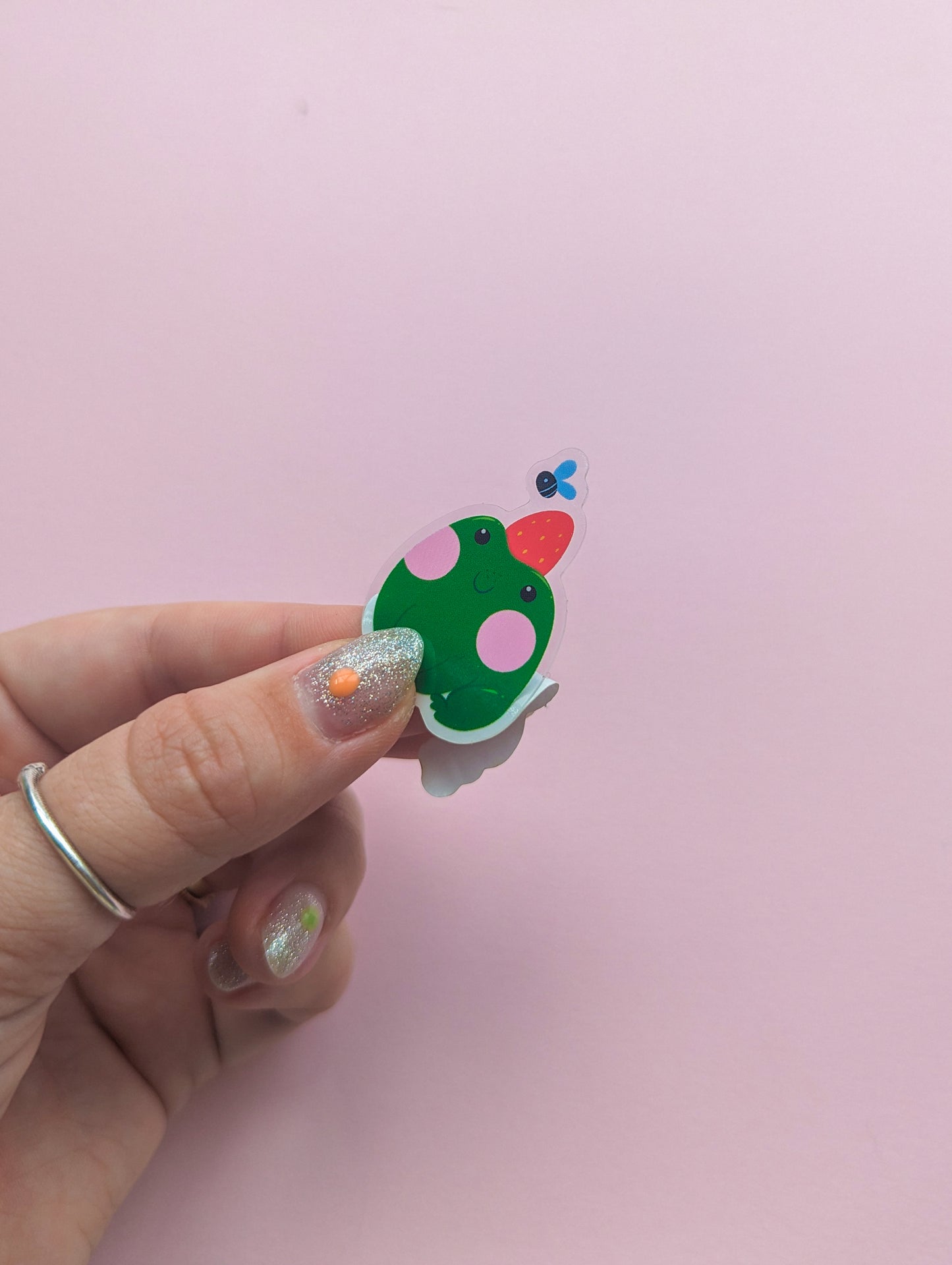 Strawb Frog & Friend - Transparent Glossy