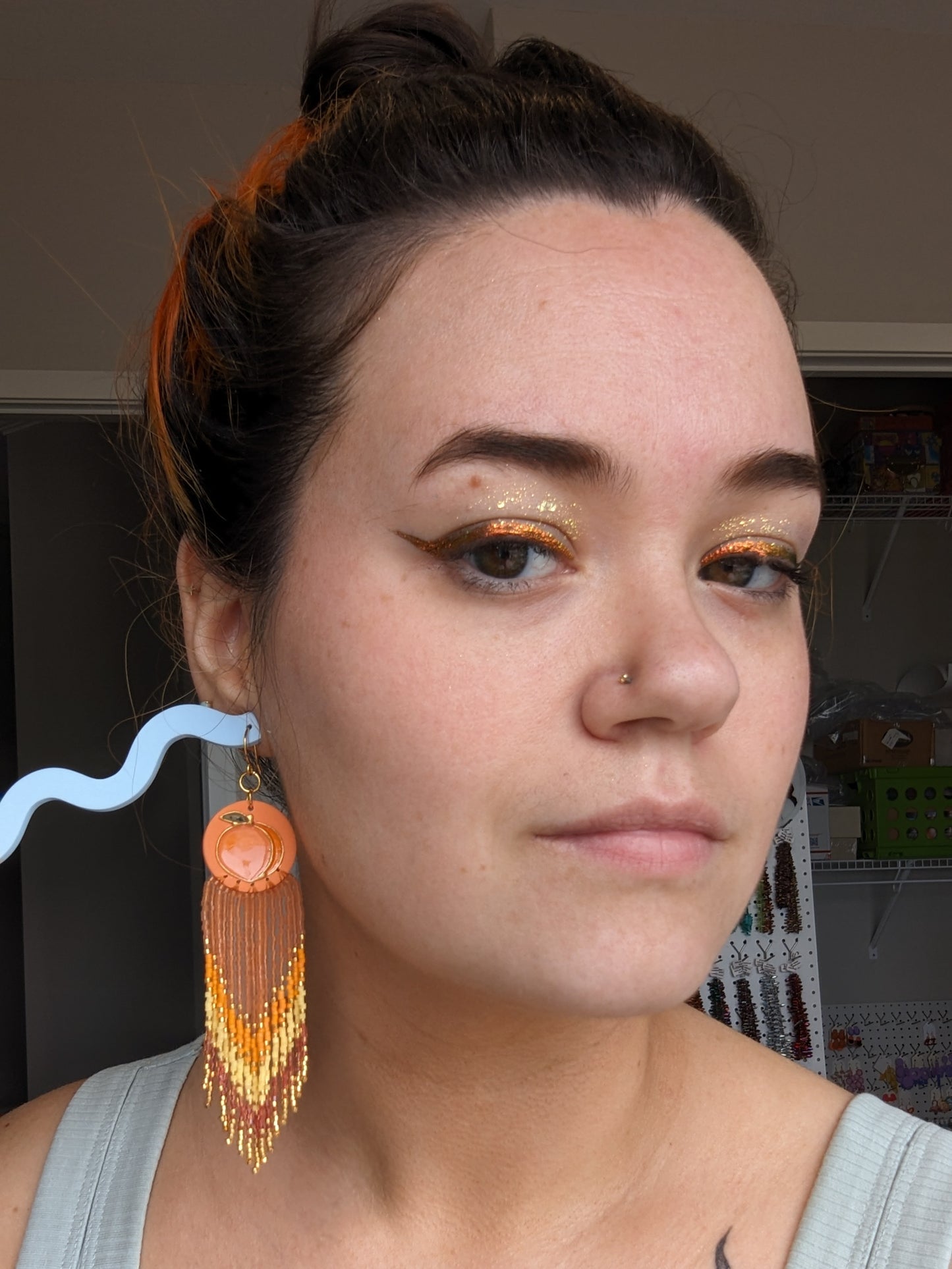 Peach - Enameled Fruit Fringe - Hand Painted