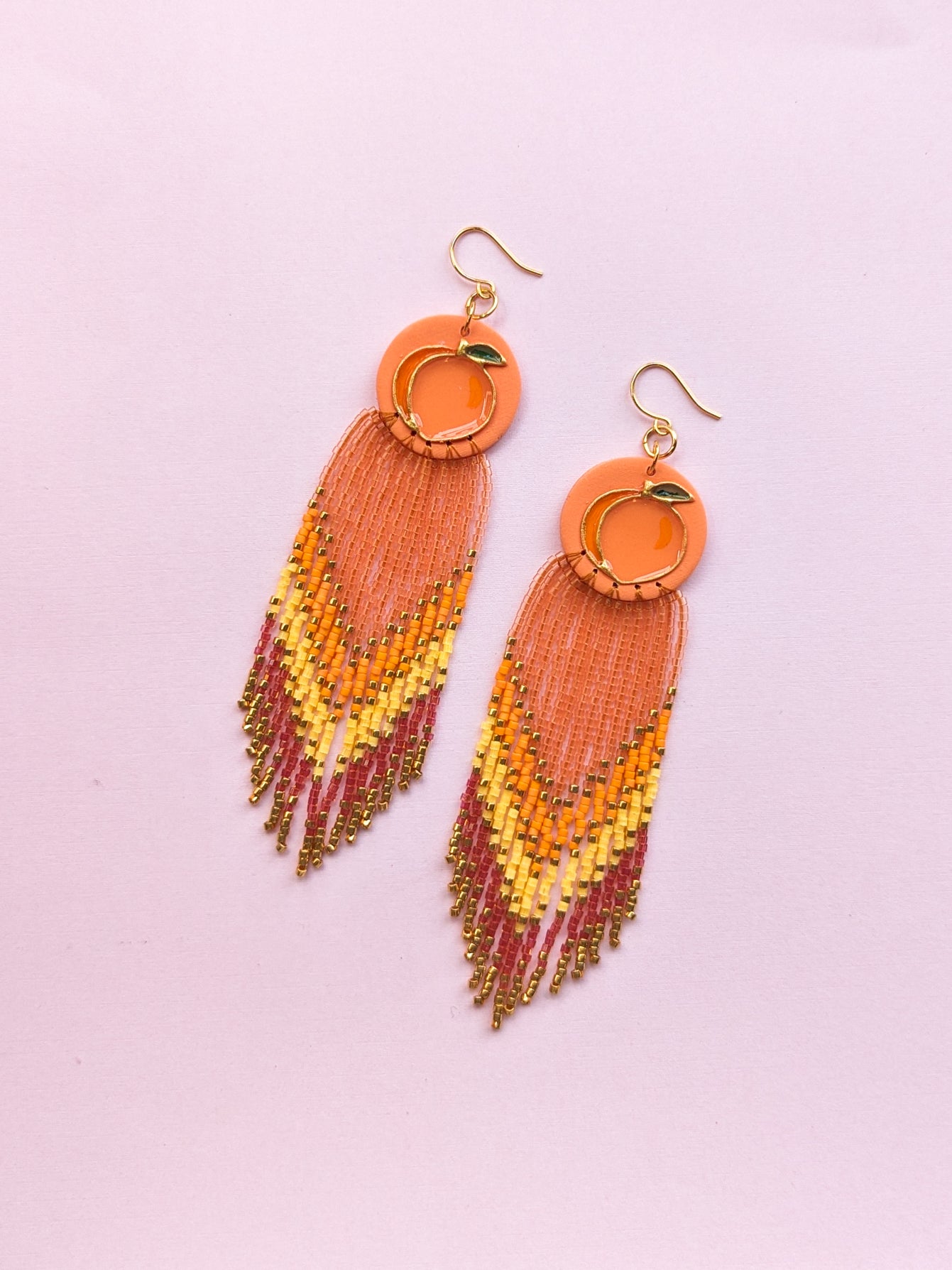 Peach - Enameled Fruit Fringe - Hand Painted