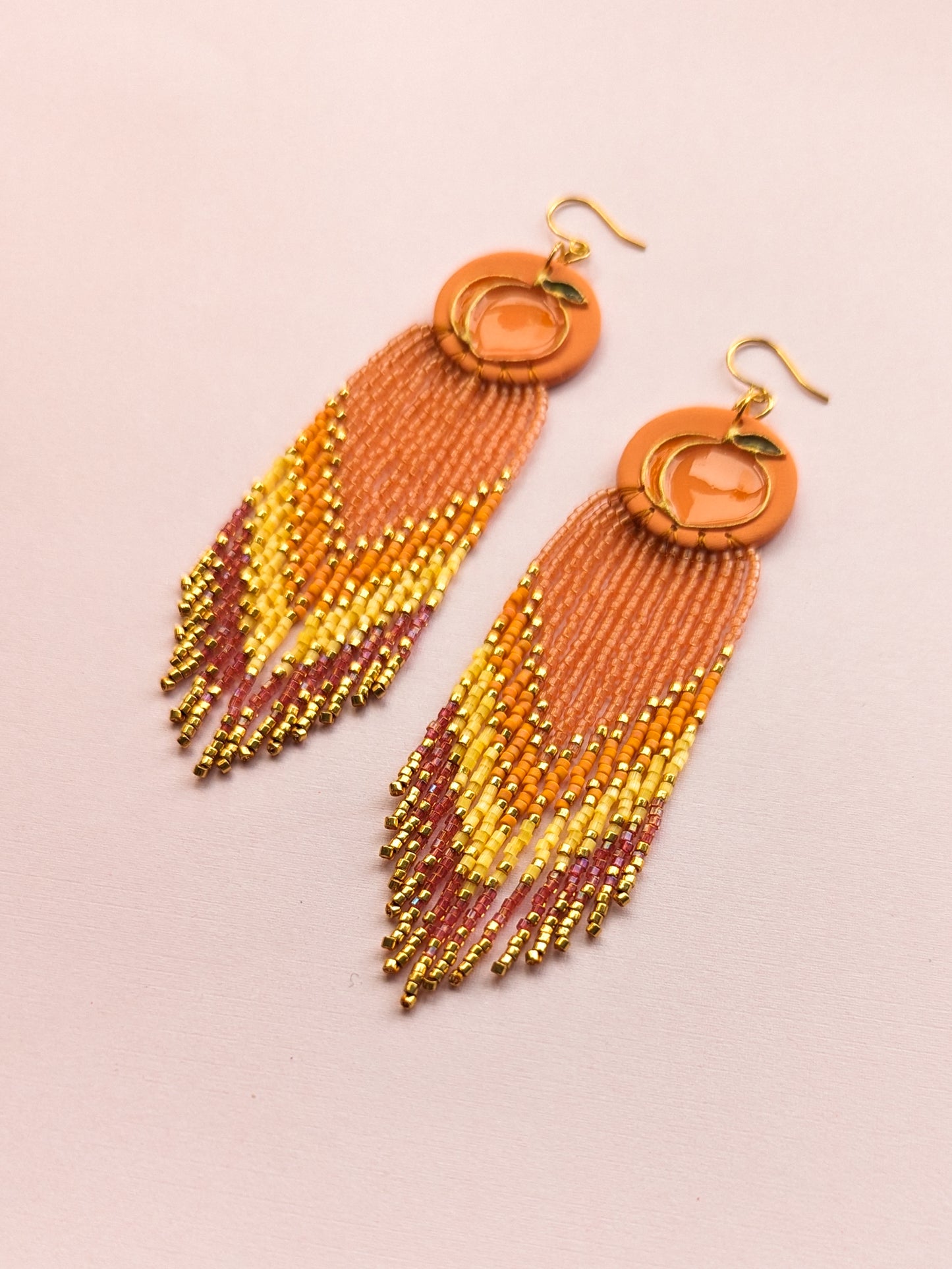 Peach - Enameled Fruit Fringe - Hand Painted