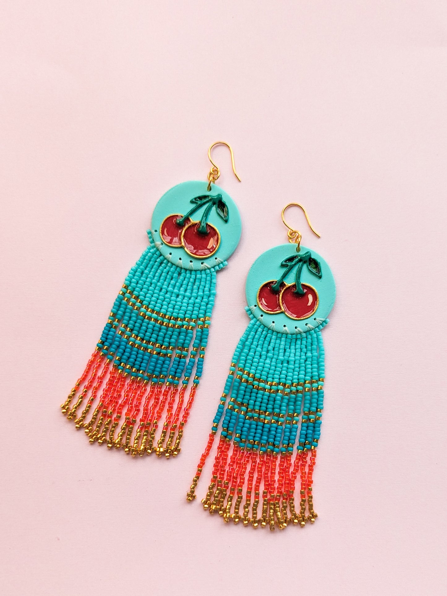 Cherry - Enameled Fruit Fringe - Hand Painted