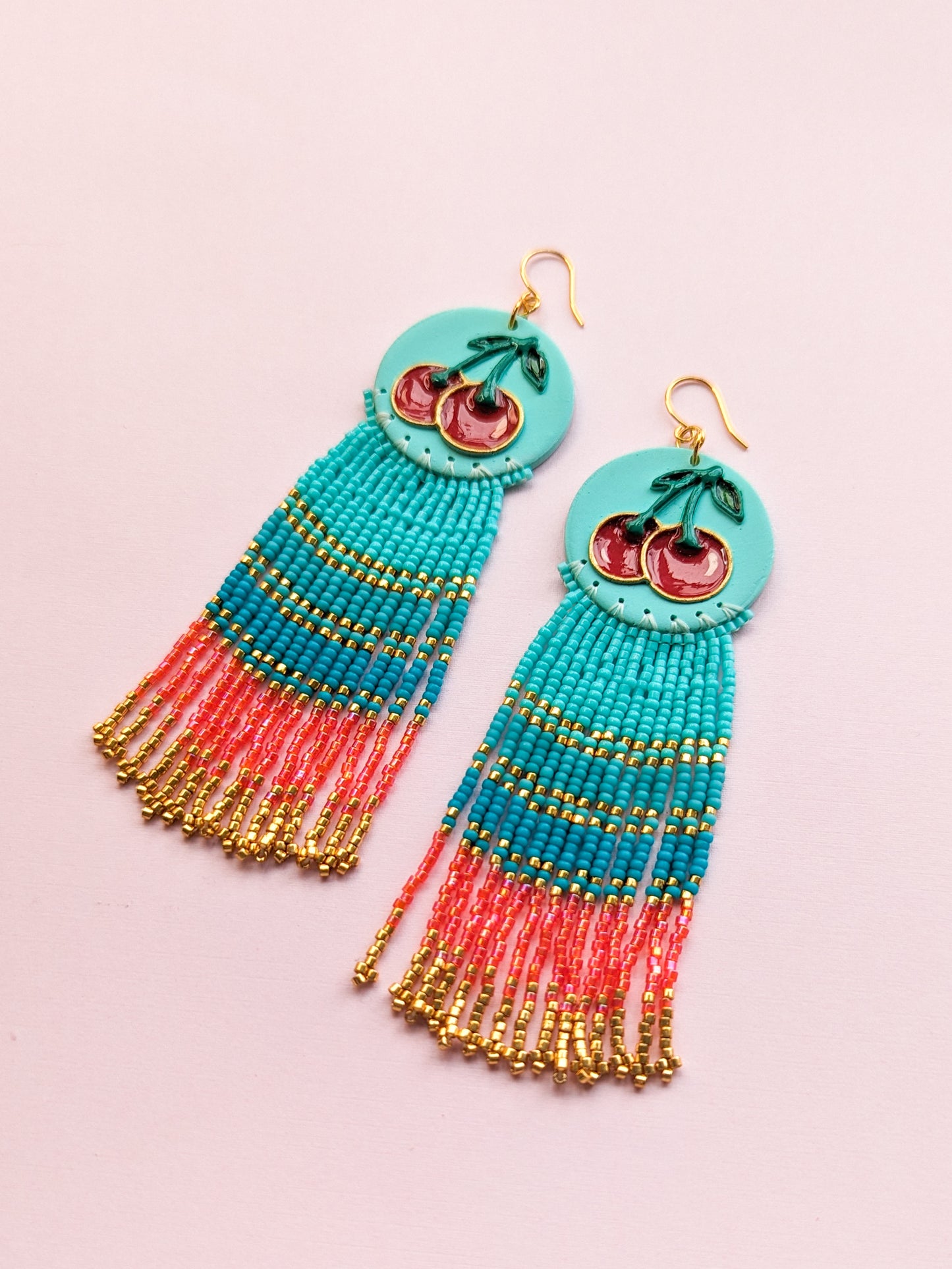 Cherry - Enameled Fruit Fringe - Hand Painted