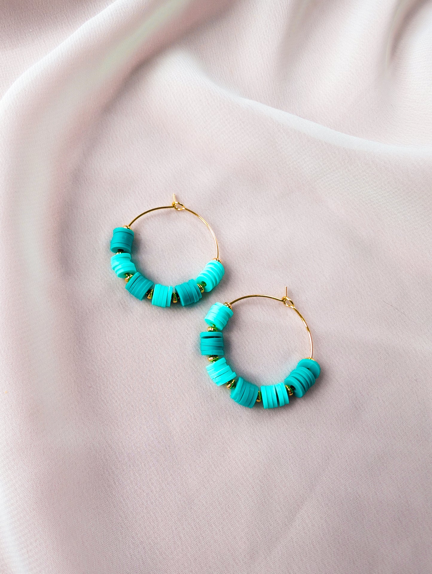 Daily Hoops - Heishi - Mint & Teal Colorblock