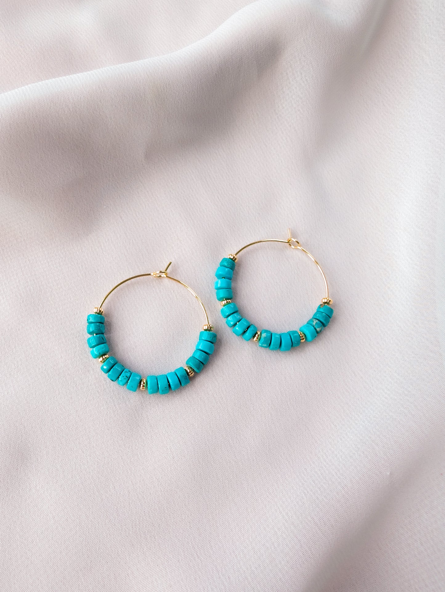 Daily Hoops - Heishi - Vintage Teal Turquoise