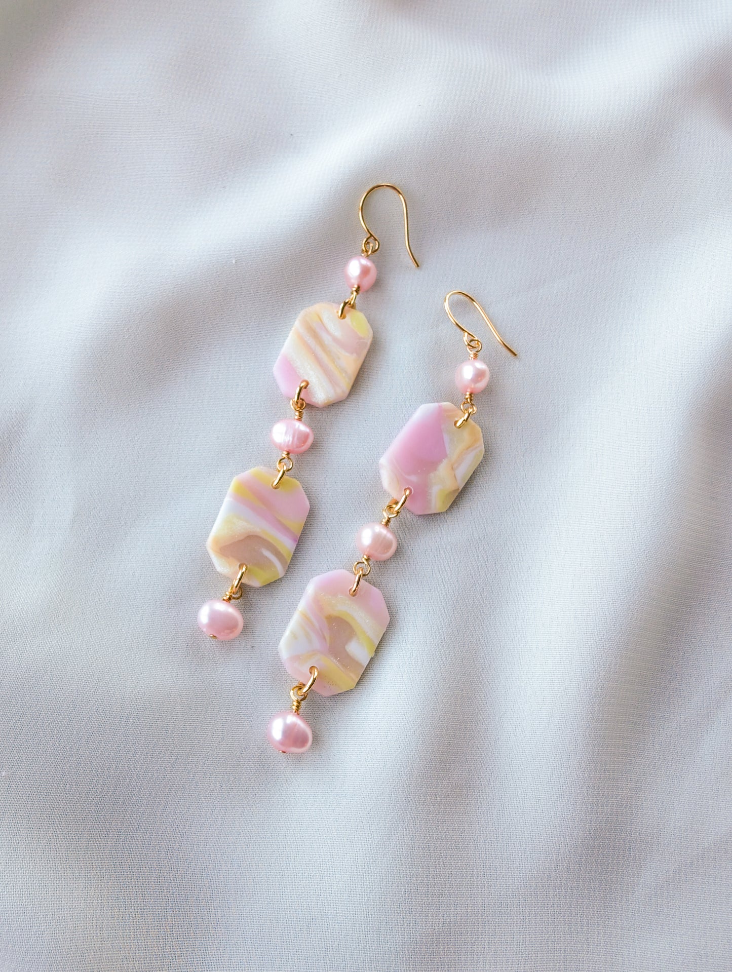 Pearl Gem Drop - Rose Quartz Pearl Swirl - Freshwater Pearl