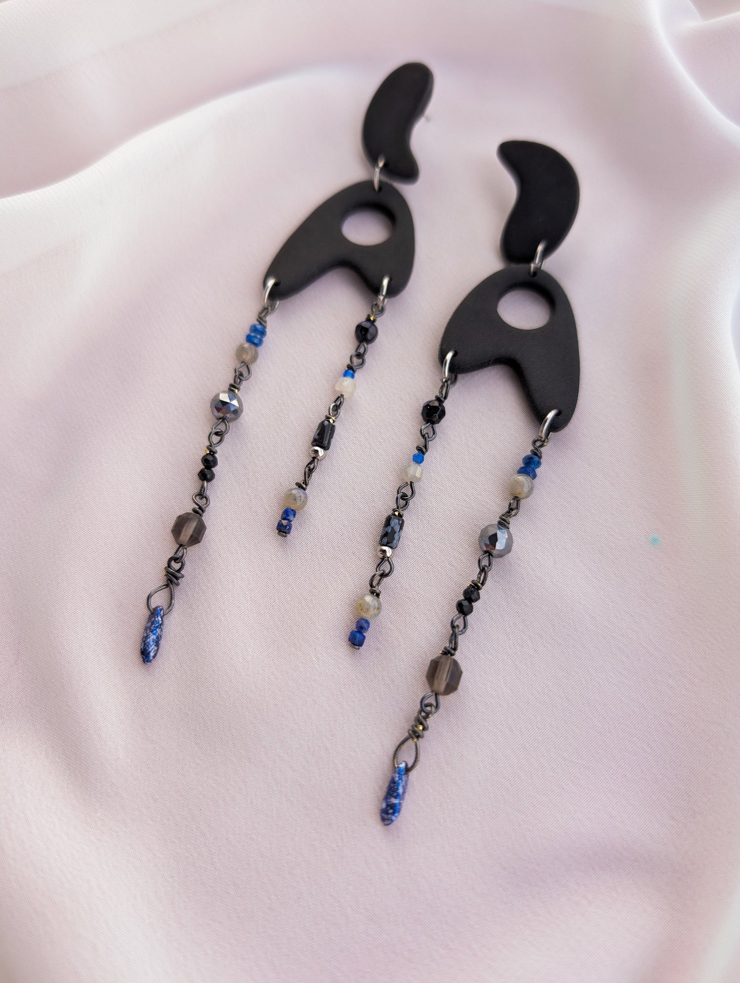 Azriel's Jetsons - Lapis, Black Spinel, Snowflake Obsidian, Blue Goldstone, Labradorite