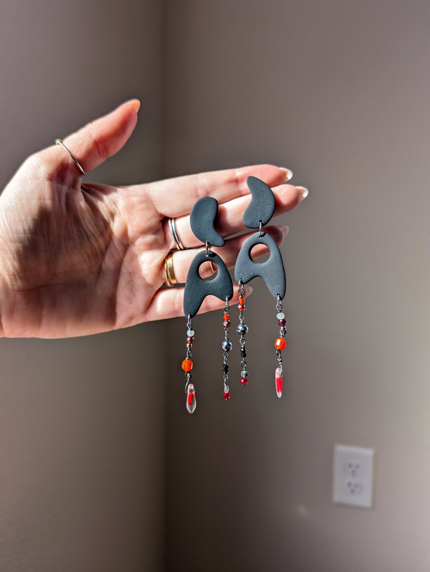 Cassian's Jetsons - Garnet, Red Sardonyx, Black Spinel, Hematite, Moonstone