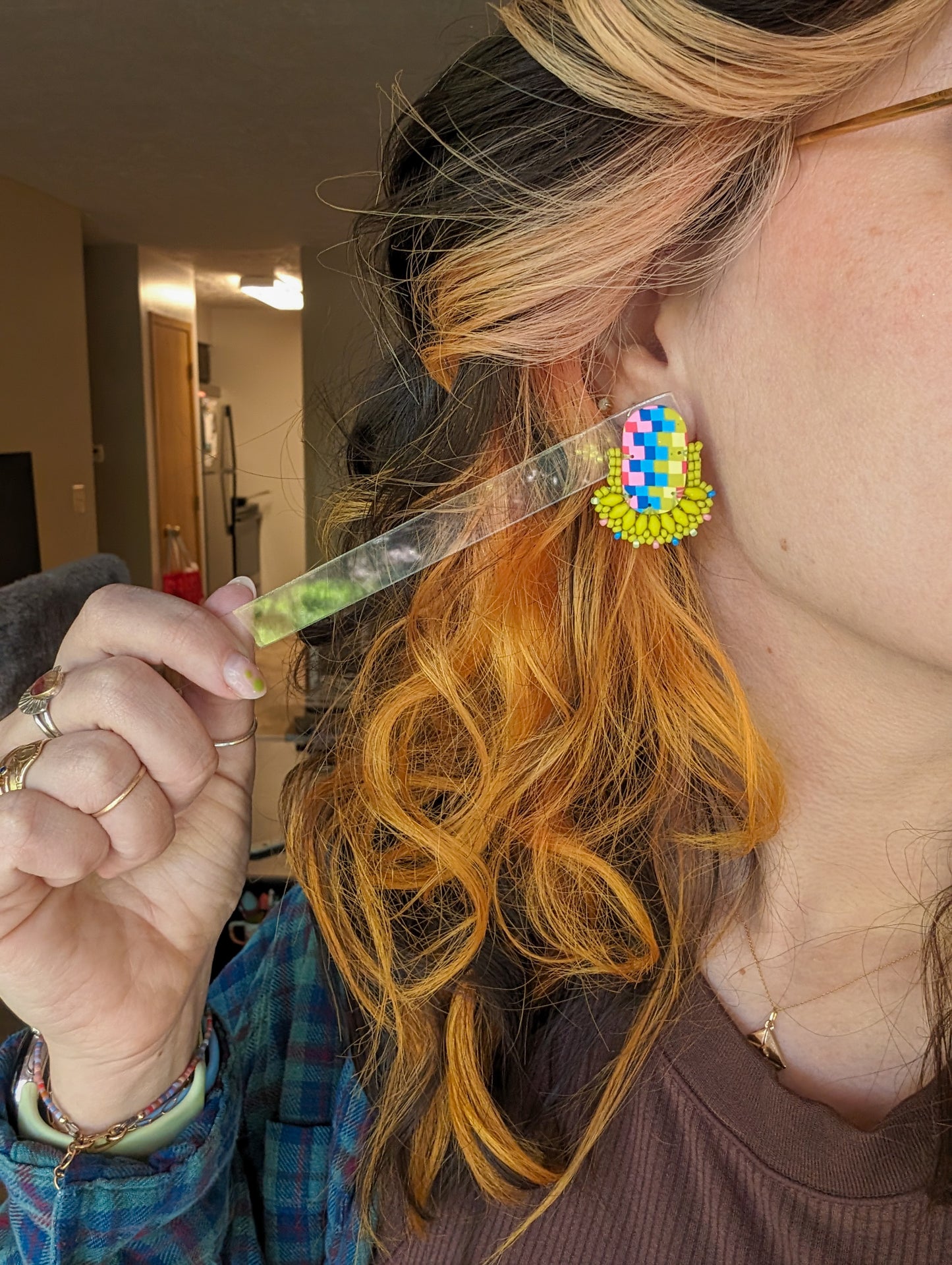 Oval Stud - Pumpkin & Blood Orange - Limited