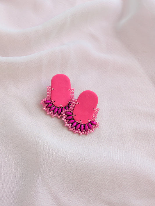 Oval Stud - Pretty Patties - Raspberry