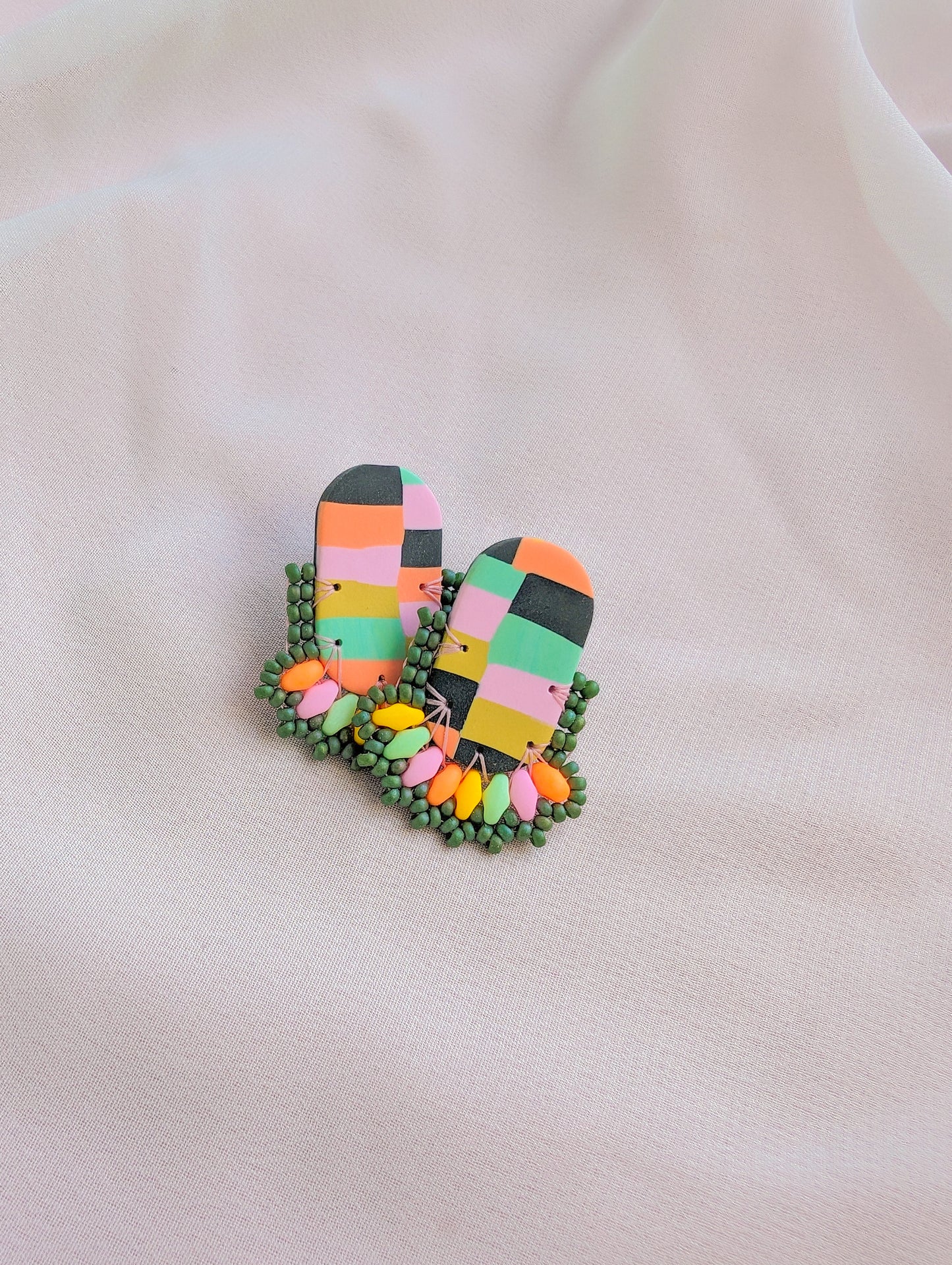 Oval Stud - Tropical Checkerboard - Limited