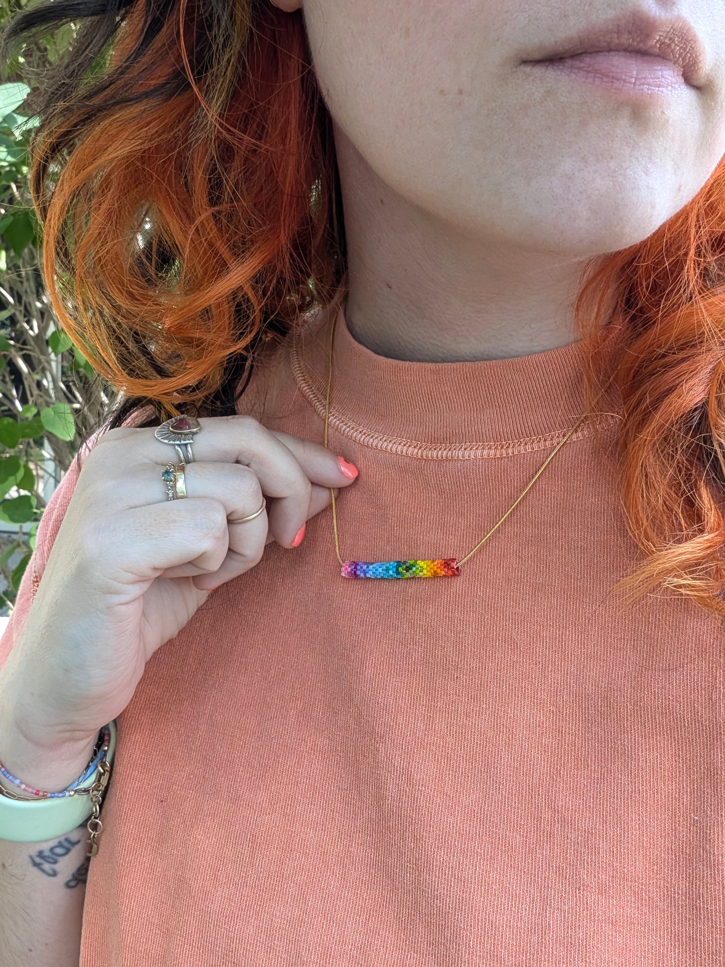 Full Spectrum Necklace - 18 inch Gold Plated Stainless Steel Snake Chain