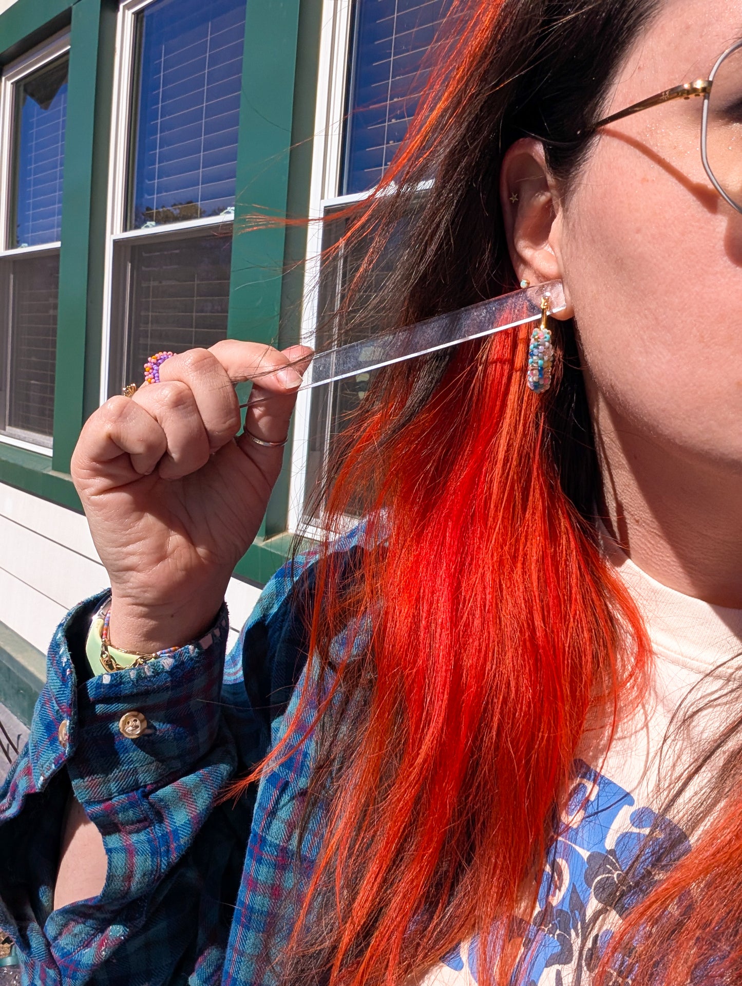 Beaded Hoops - Midi - Confetti Dip
