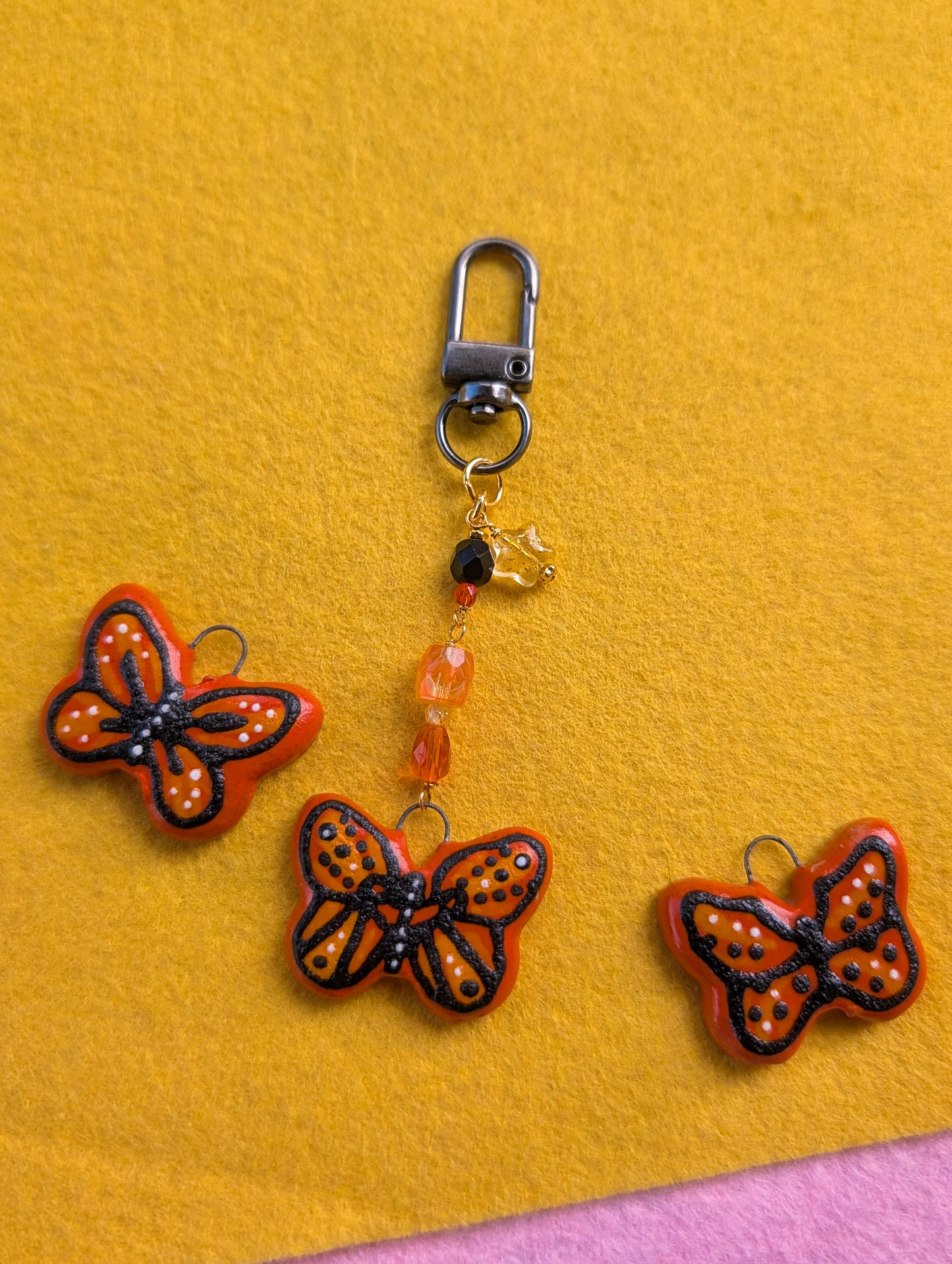 Bag Charm - Monarch Butterfly - Stoneware Pottery