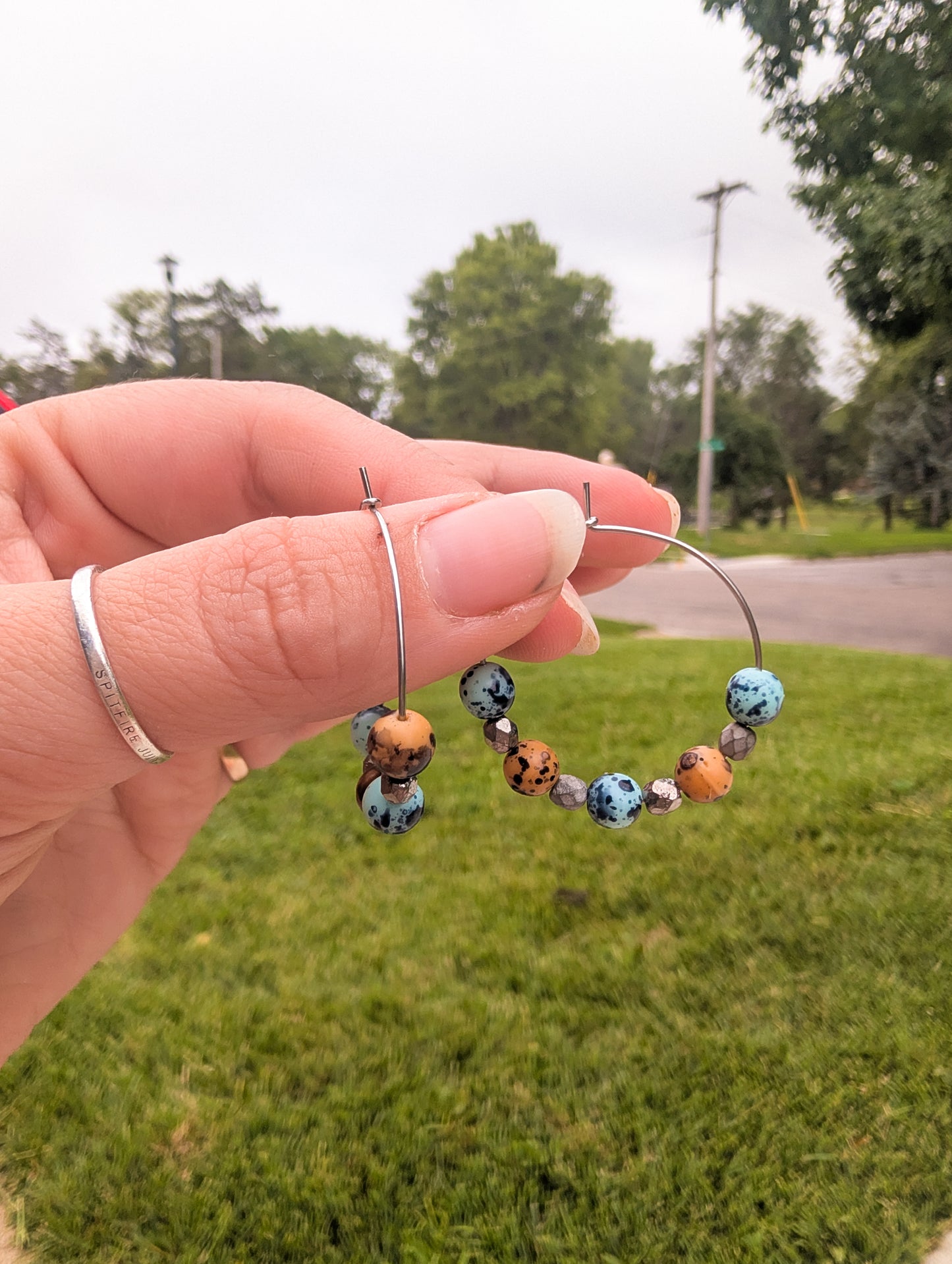 Daily Hoops - Leopard Spots - Blue, Amber, Silver